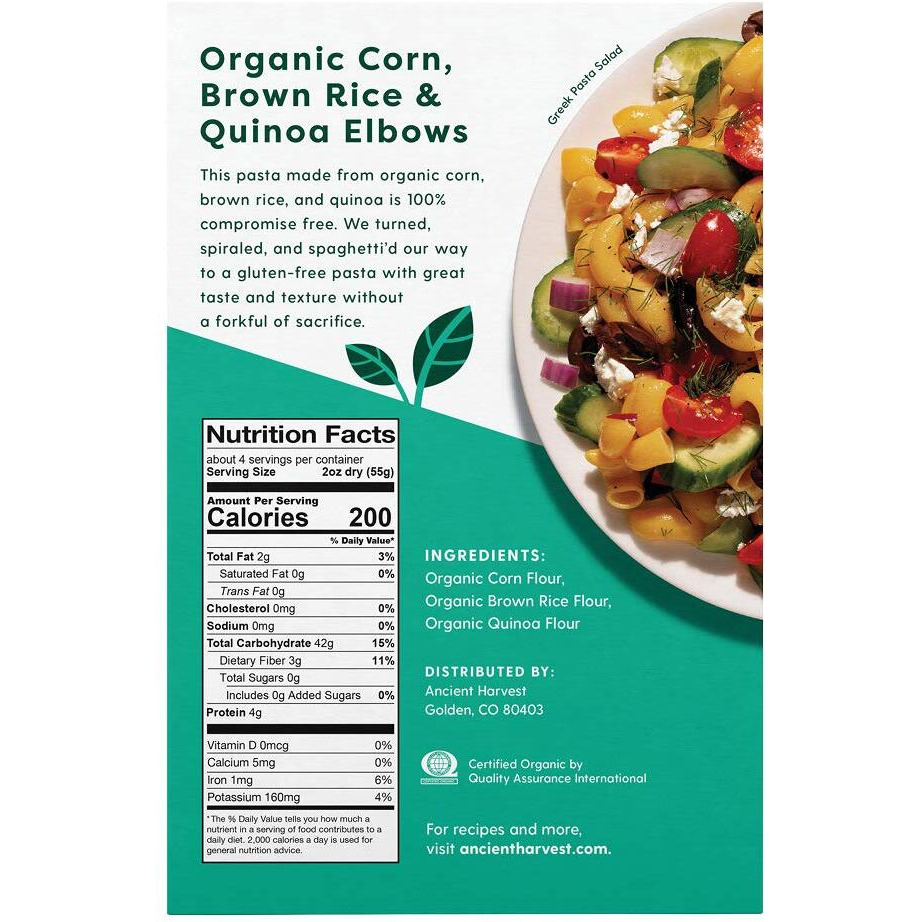 Ancient Harvest Organic Quinoa Pasta, Elbows, 8 Ounce (Pack Of 12)