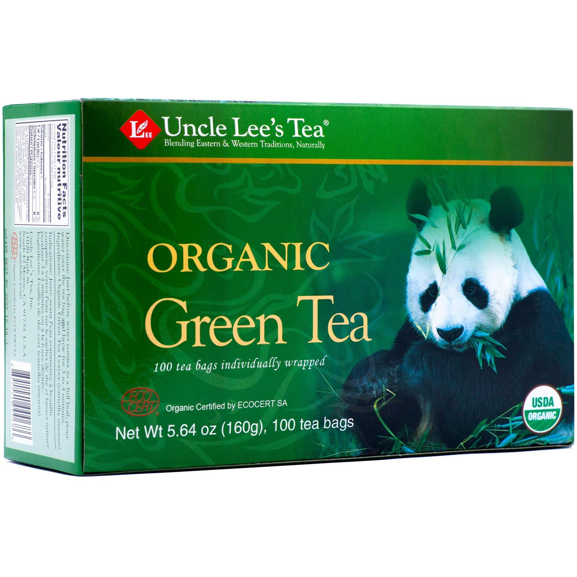 Uncle Lee's Organic Green Tea -- 100 Tea Bags Net Wt 5.64 Oz (160G)