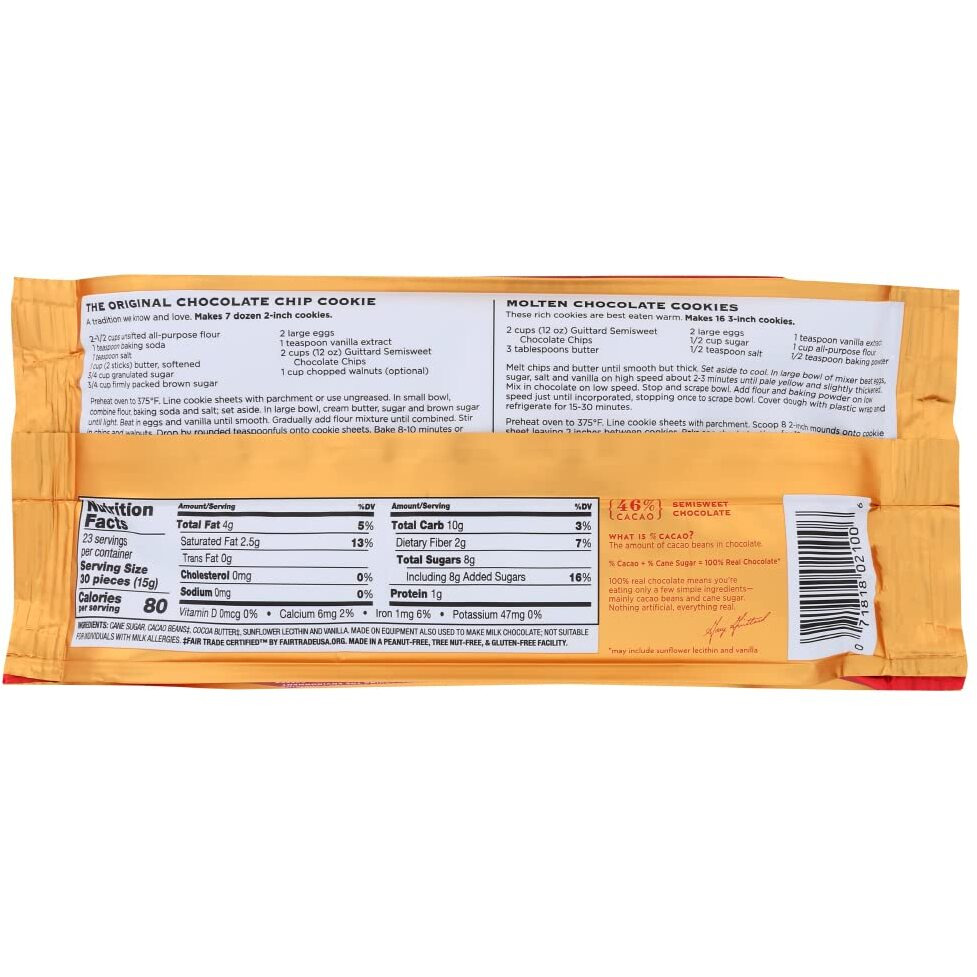 Guittard Baking Chips, Semi Sweet Chocolate, 12 Oz