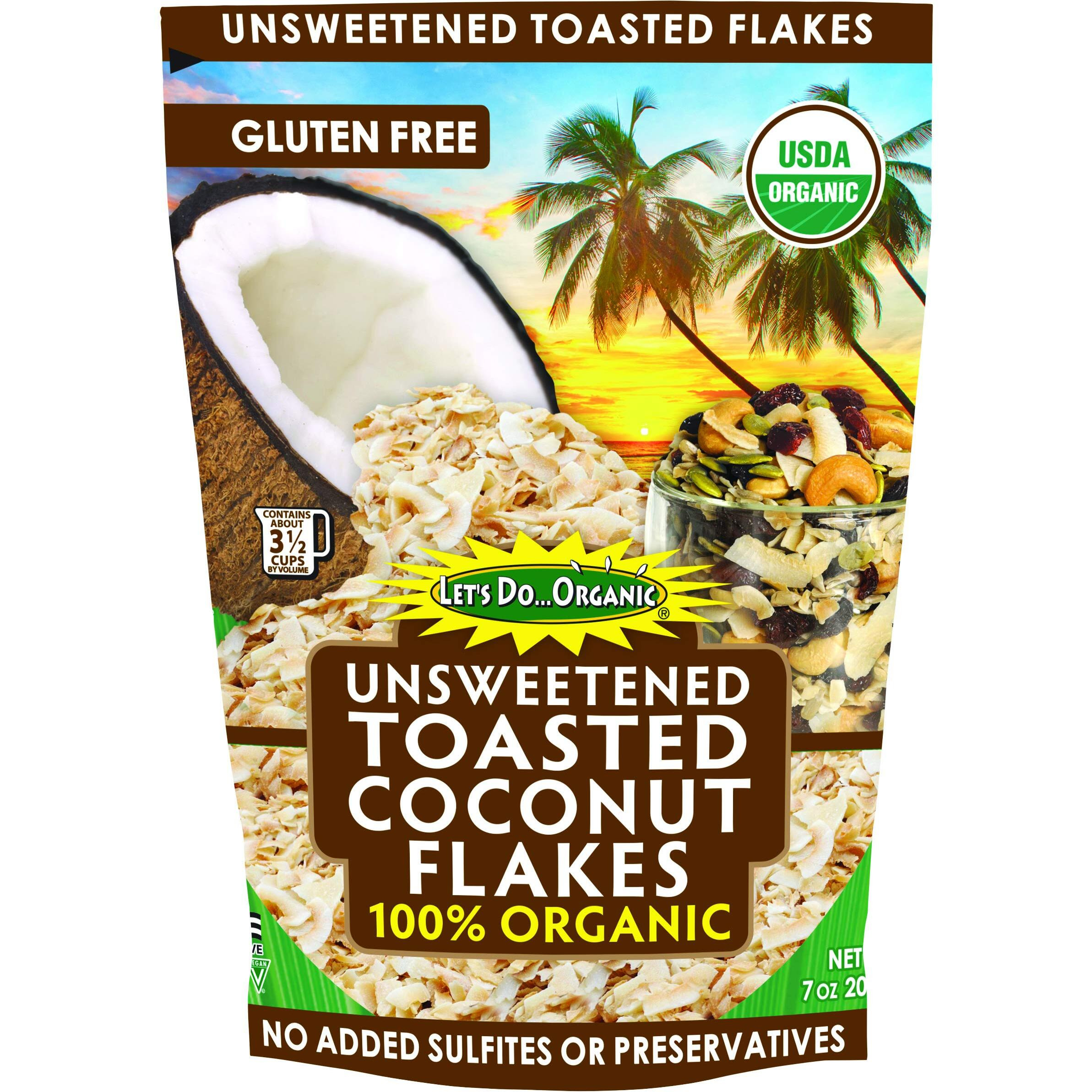 Let's Do Organic Unsweetened Toasted Coconut Flakes, 7 Ounce (Pack Of 12)