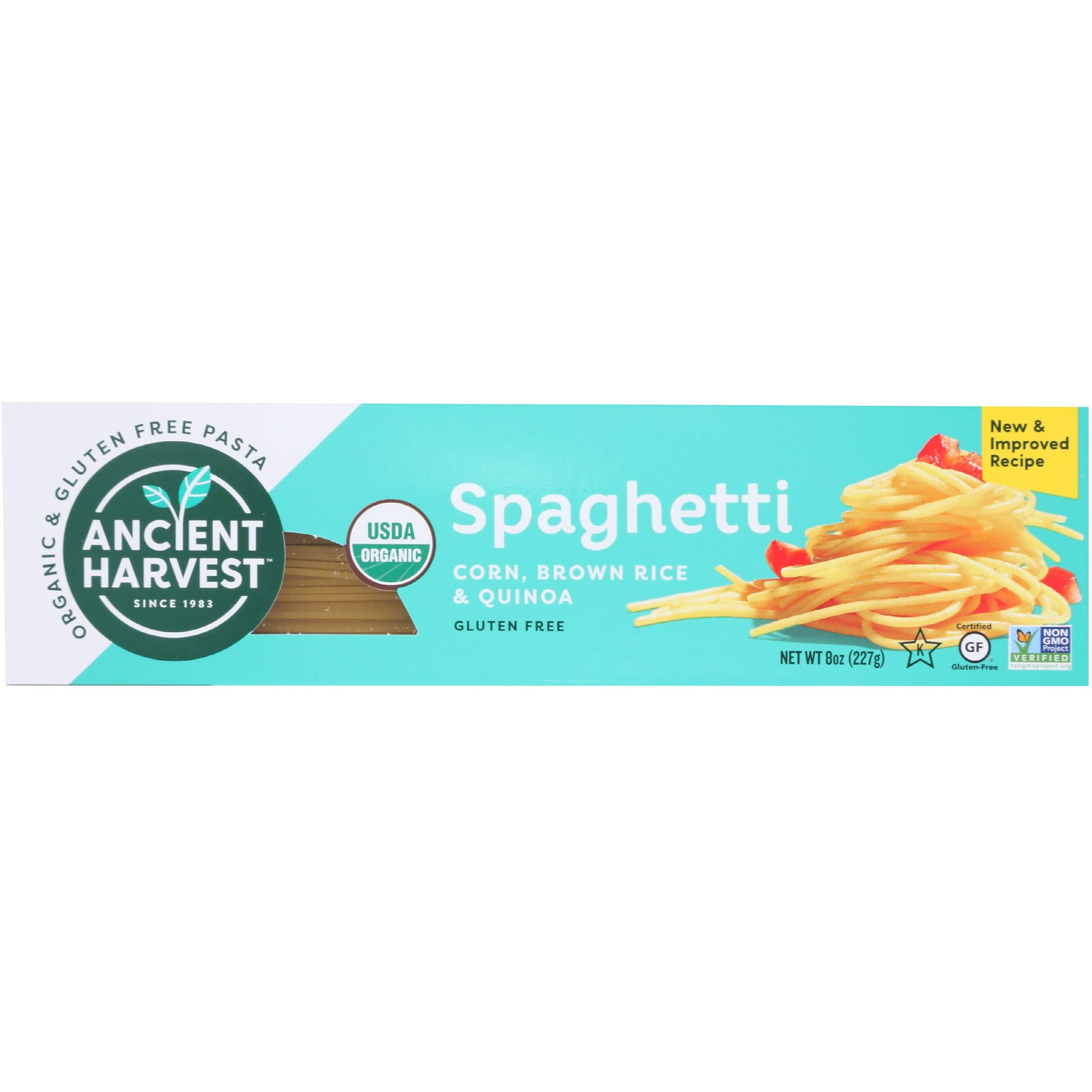Ancient Harvest Organic Gluten-Free Corn And Quinoa Supergrain Spaghetti Pasta, 8 Oz. Box (Pack Of 12), Plant-Based Pasta With The Same Great Taste And Texture Of Traditional Pasta