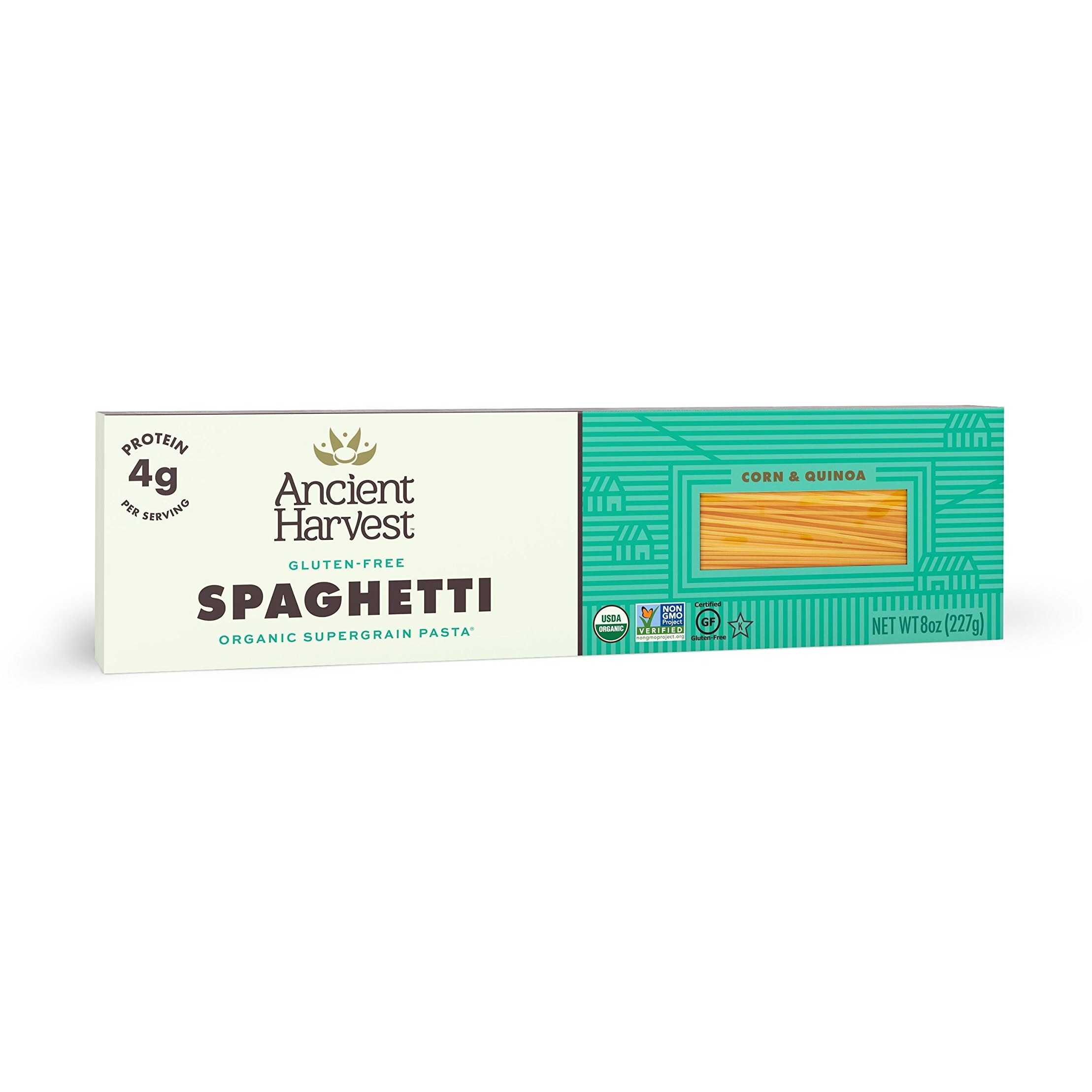 Ancient Harvest Organic Gluten-Free Corn And Quinoa Supergrain Spaghetti Pasta, 8 Oz. Box (Pack Of 12), Plant-Based Pasta With The Same Great Taste And Texture Of Traditional Pasta
