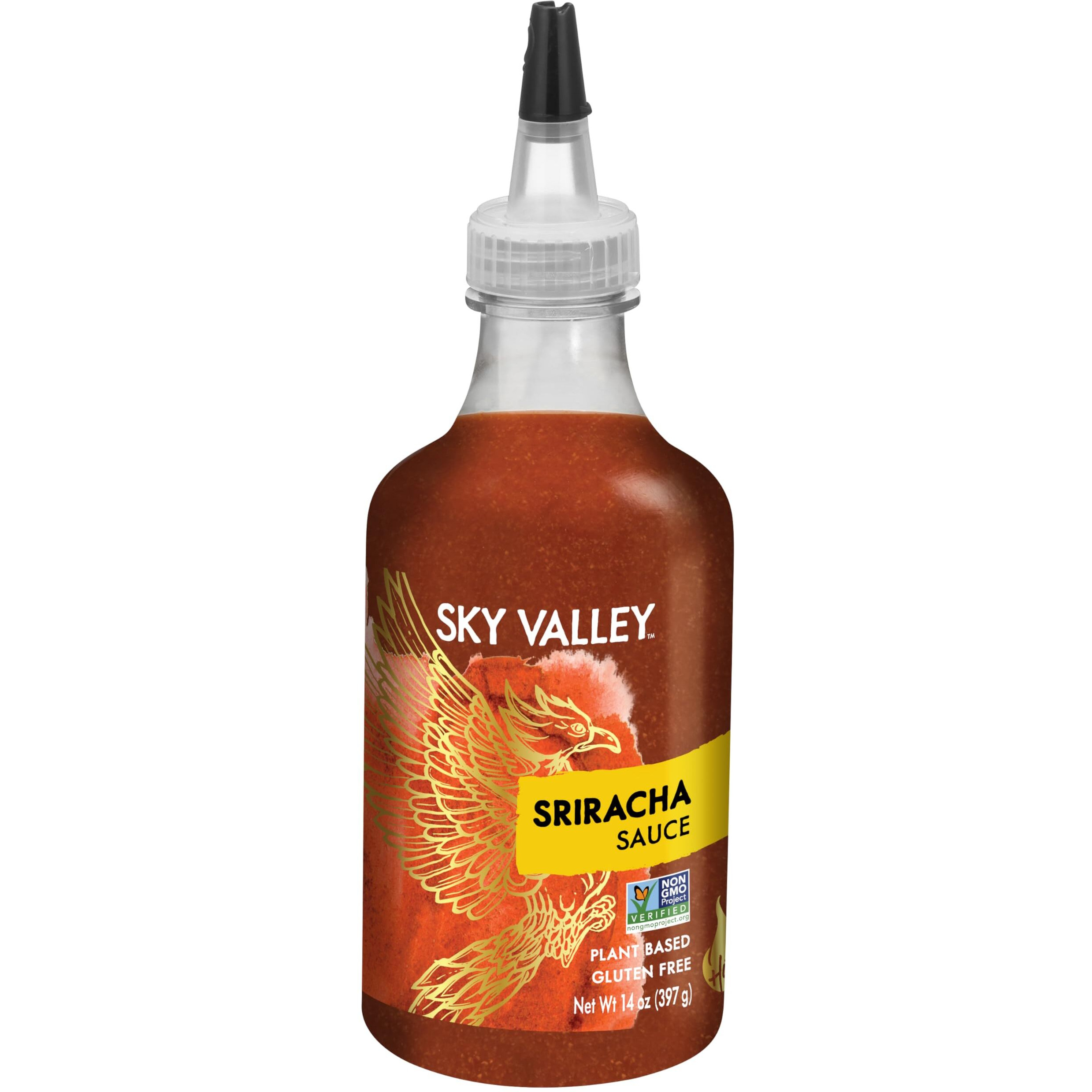Sky Valley Sriracha Sauce - Hot Sauce, Made With Red Jalapeno Peppers, Gluten Free, Vegan, Non-Gmo, Less Than 2G Of Sugar Per Serving, 5 Calories Per Serving - Sriracha Hot Sauce, 14 Oz