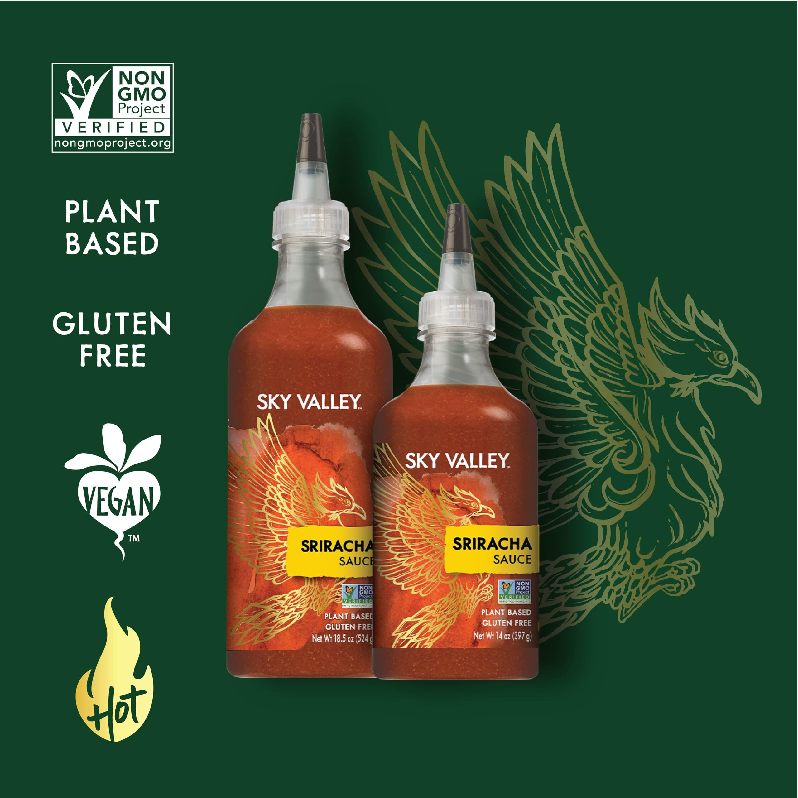 Sky Valley Sriracha Sauce - Hot Sauce, Made With Red Jalapeno Peppers, Gluten Free, Vegan, Non-Gmo, Less Than 2G Of Sugar Per Serving, 5 Calories Per Serving - Sriracha Hot Sauce, 14 Oz