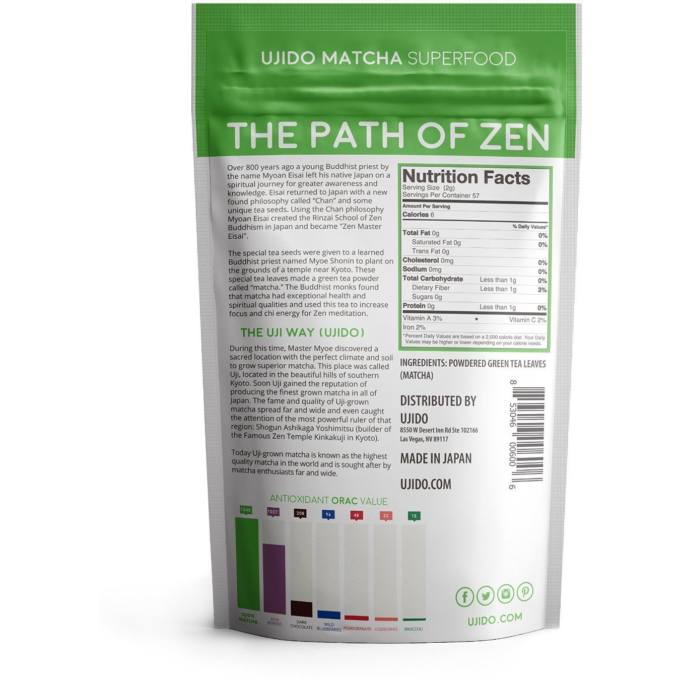 Ujido Matcha Green Tea ( 8 X 4 Oz   )