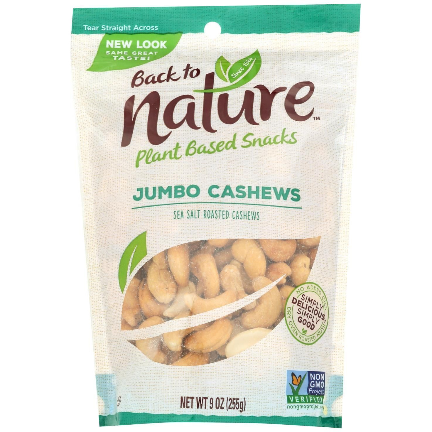 Back To Nature Cashew - Sea Salt Roasted Jumbo - Case Of 9 - 9 Oz.(D0102Hxw59X.)