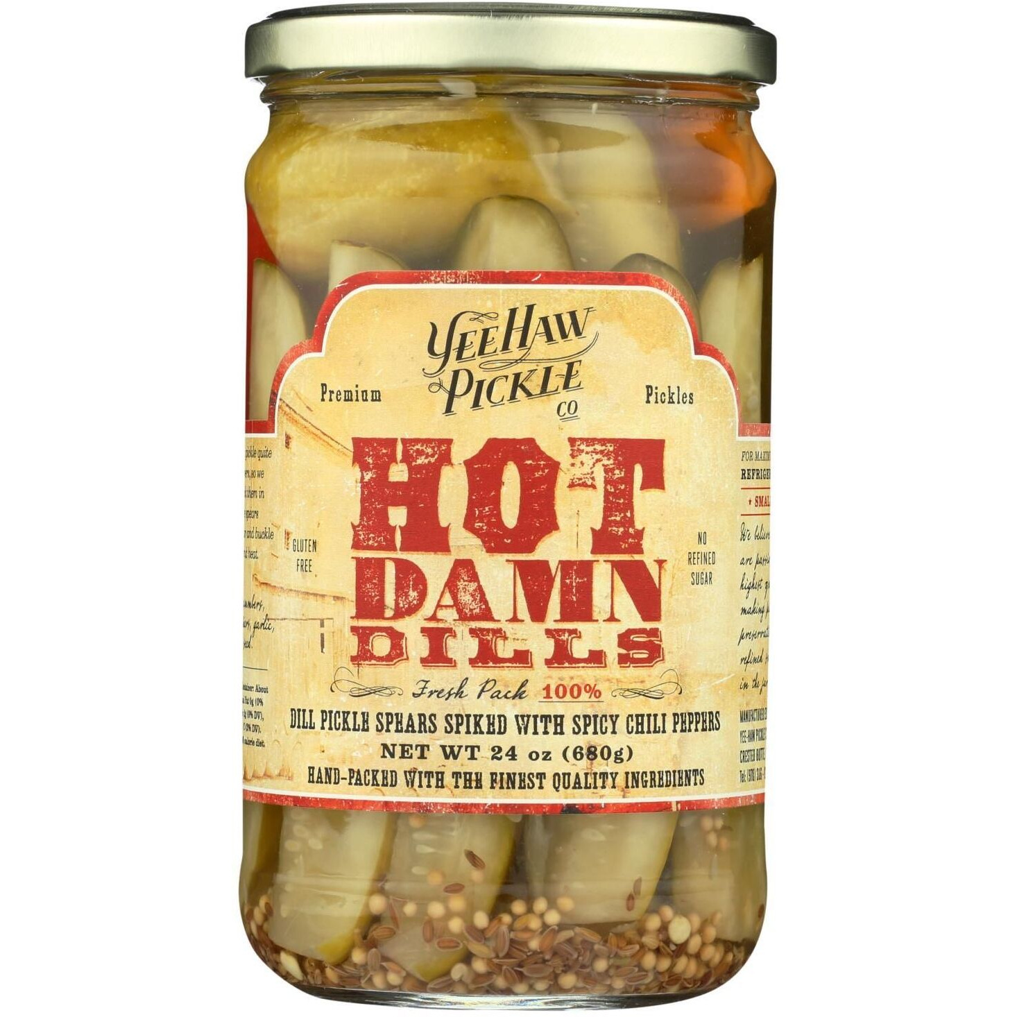 Yee-Haw Pickle Dills Pickle - Hot Damn - Case Of 6 - 24 Oz.(D0102Hh6722.)