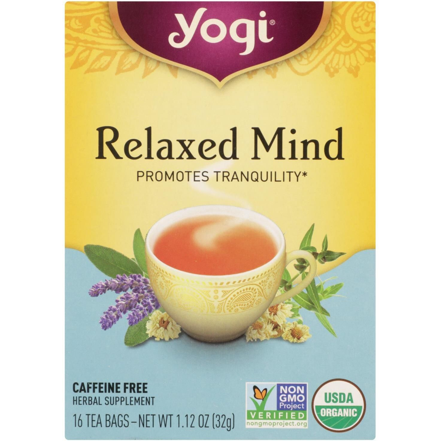 Yogi Relaxed Mind Herbal Tea Caffeine Free - 16 Tea Bags - Case Of 6(D0102Hxx1Ky.)