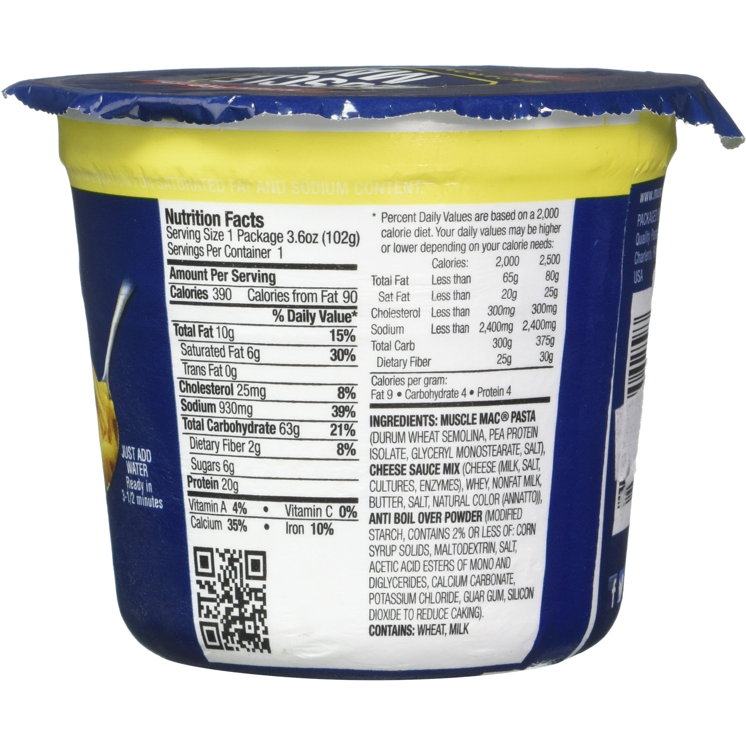 Muscle Mac High Protein Macaroni & Cheese  - Case Of 12 - 3.6 Oz (12X3.6 Oz)