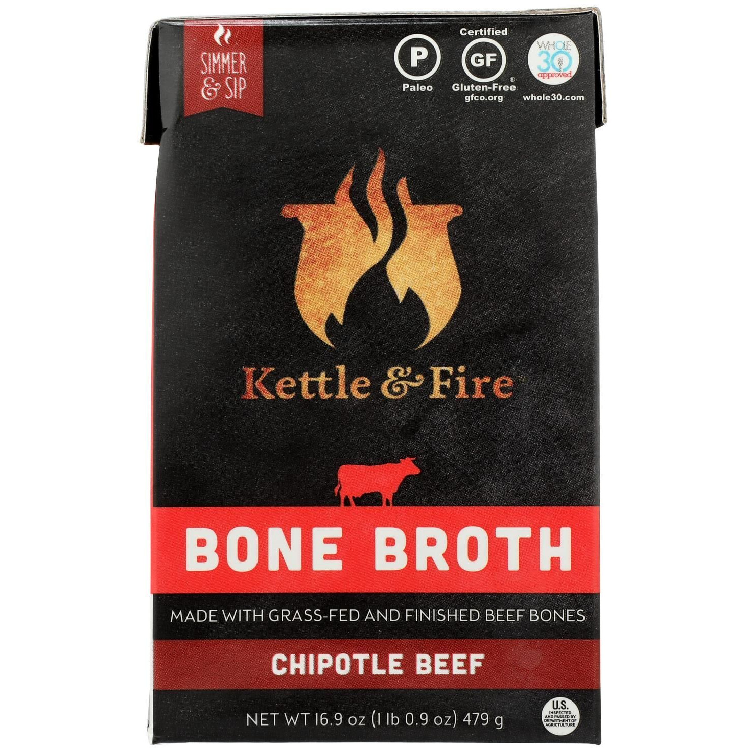 Kettle And Fire - Bone Broth Chipotle Beef - Case Of 6 - 16.9 Oz(D0102Hx22Hv.)