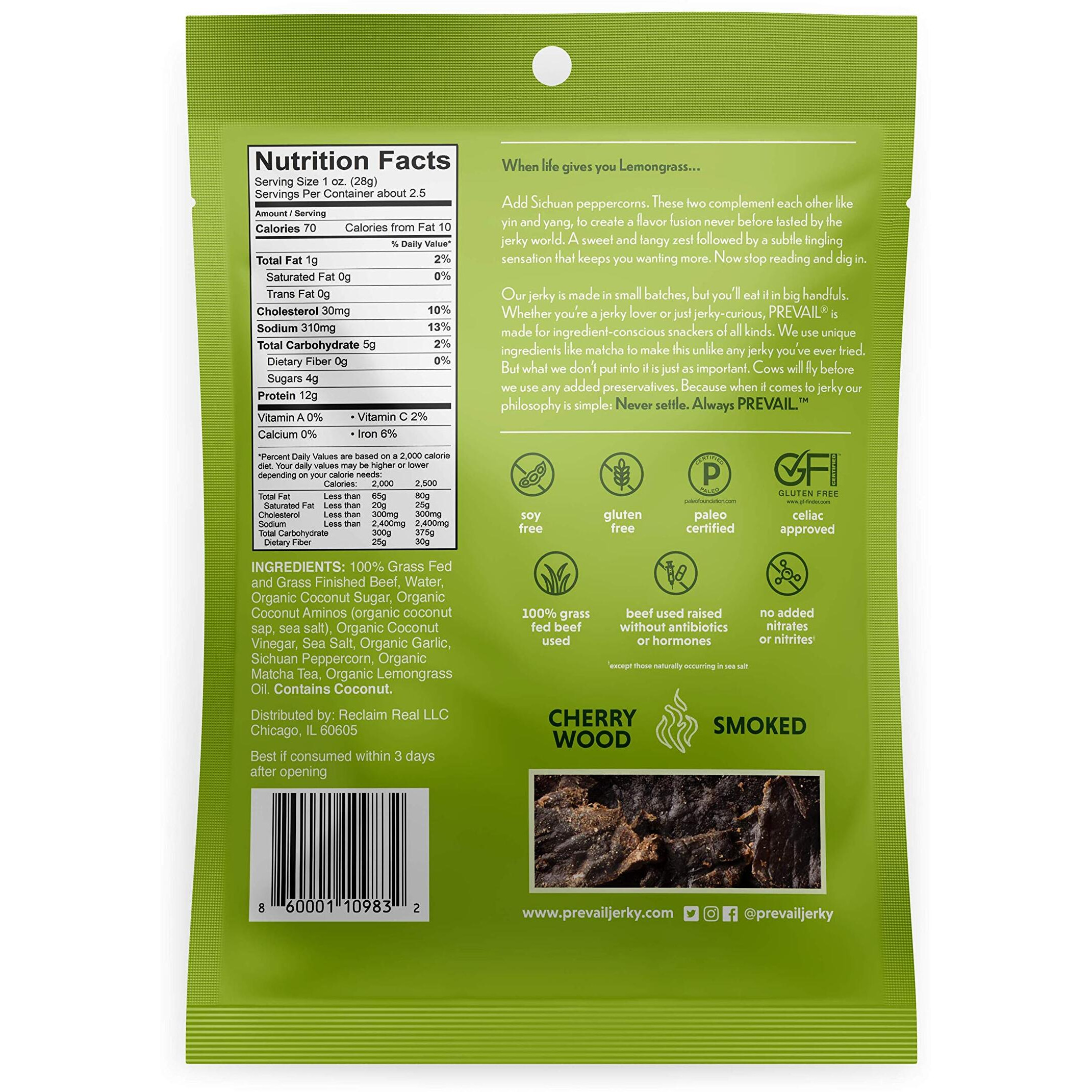 Prevail - Jerky Beef Lemongrass - Case Of 8-2.25 Oz (8X2.25 Oz)