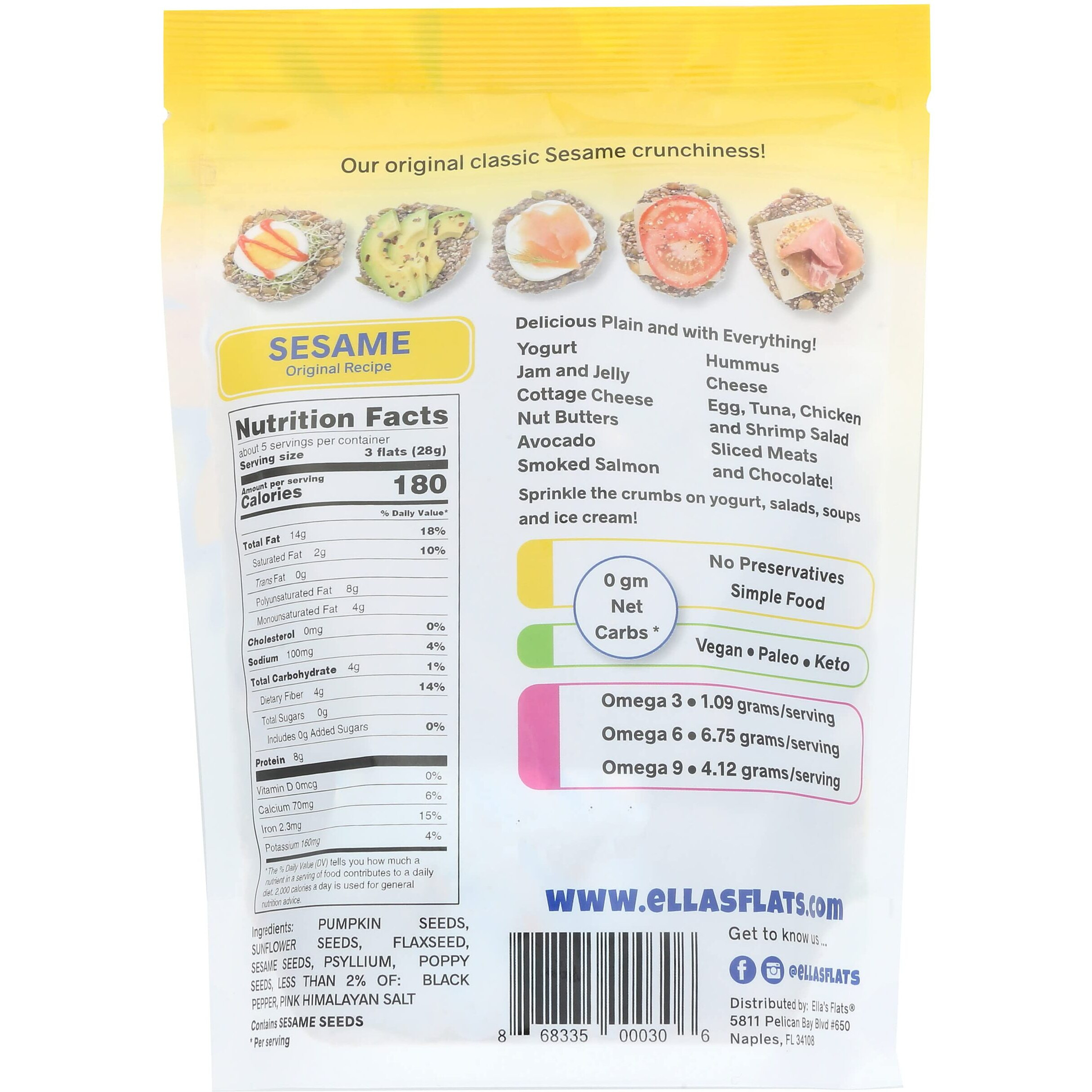 Ellas Flats Crisp Sesame ( 6 X 6 Oz   )