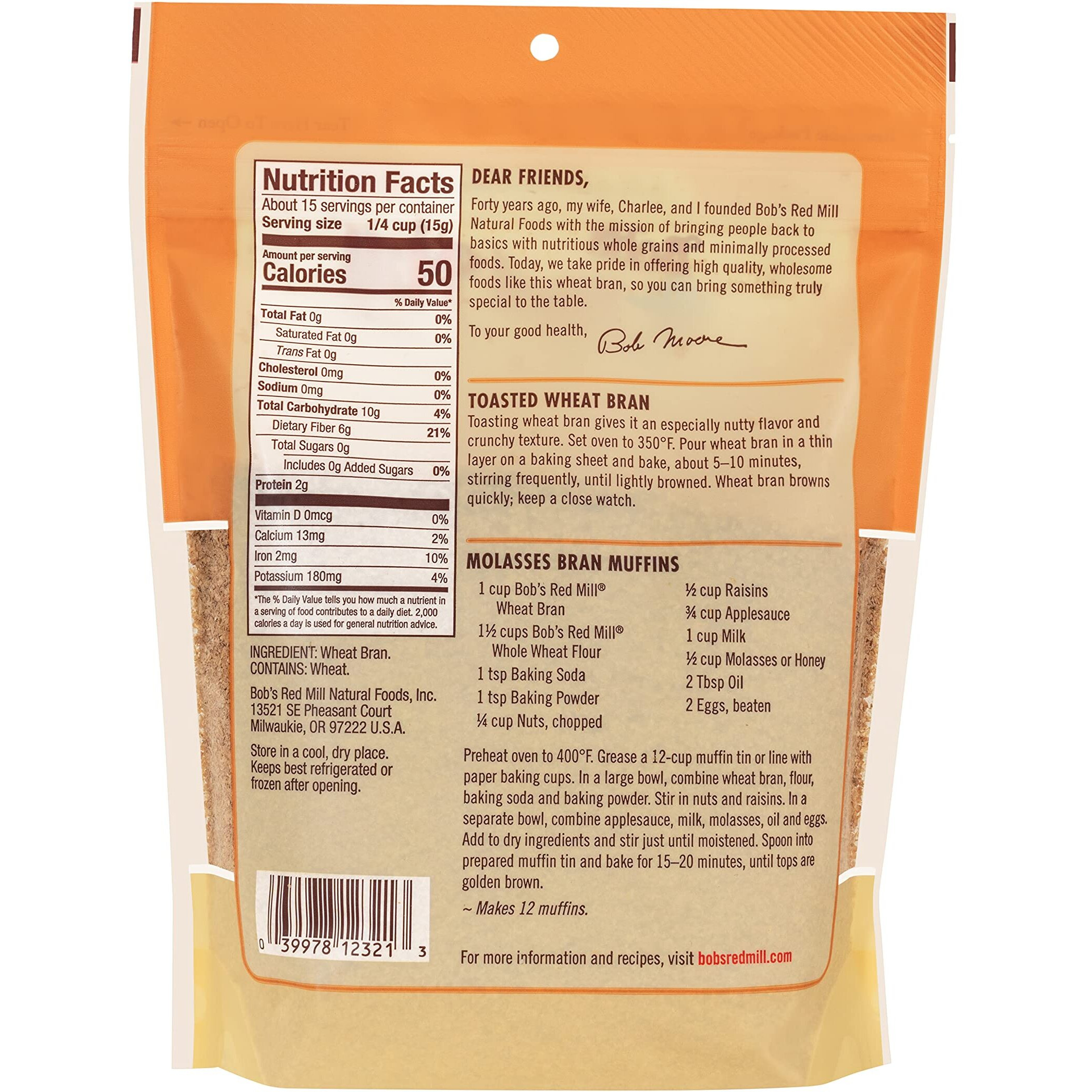 Bob's Red Mill - Wheat Bran - Case Of 4-16 Oz (4X16 Oz)