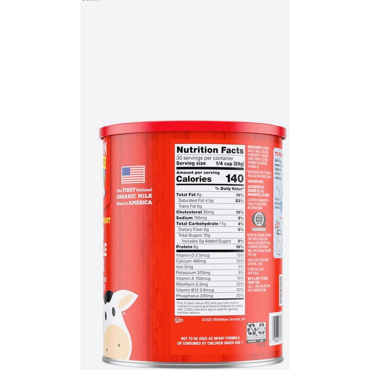 Horizon Organic Instant Dry Whole Milk, 960 Grams