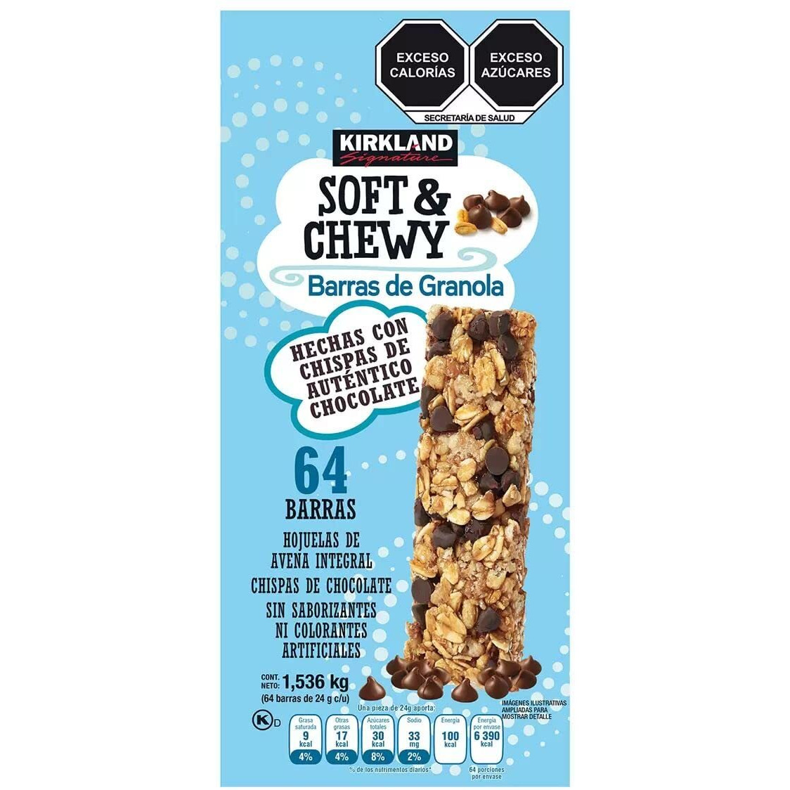 Kirkland Signature Soft & Chewy Chocolate Chips Granola Bars, 54.4 Oz