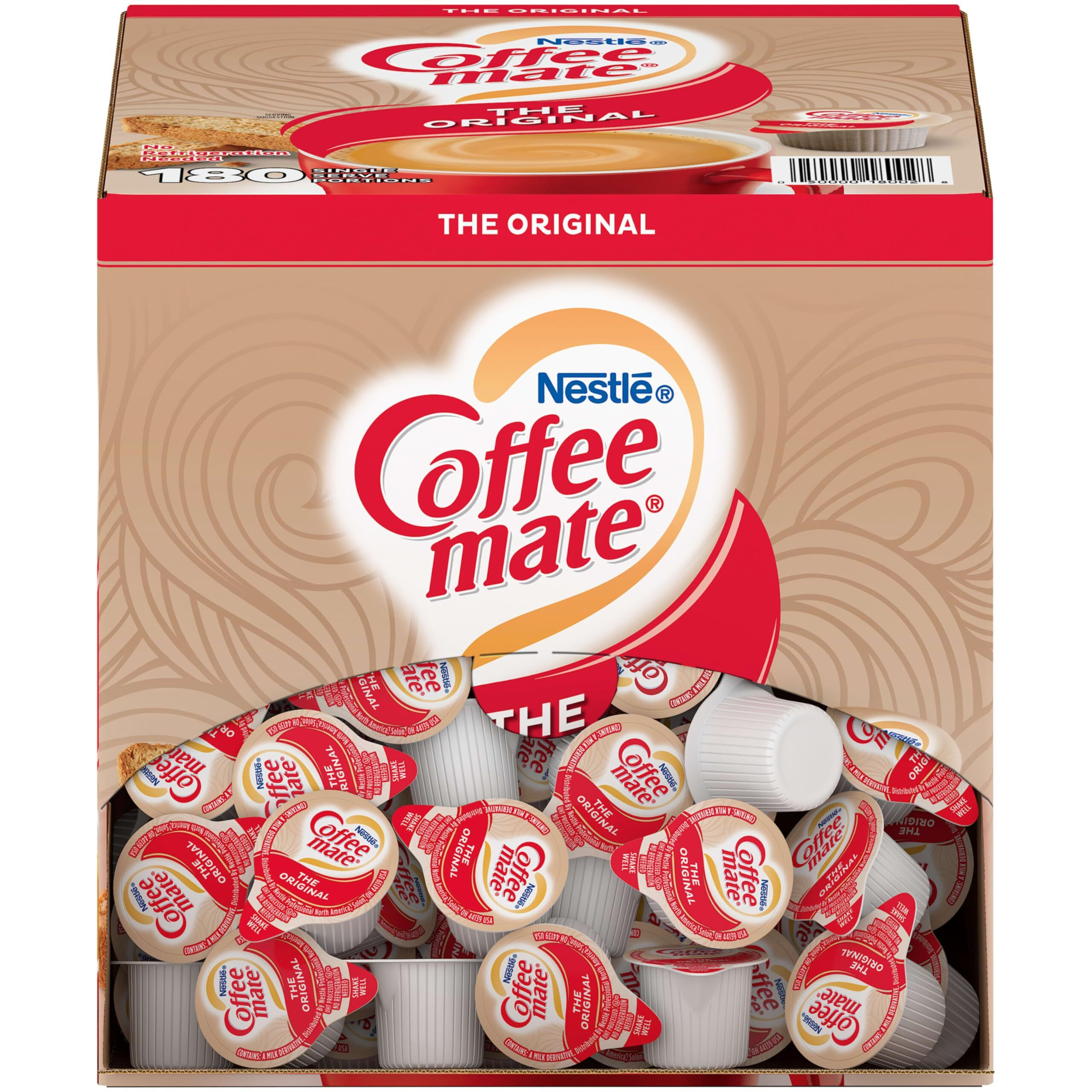 Nestle Coffee Mate Coffee Creamer, Original, Liquid Creamer Singles, Non Dairy, No Refrigeration, Box Of 180