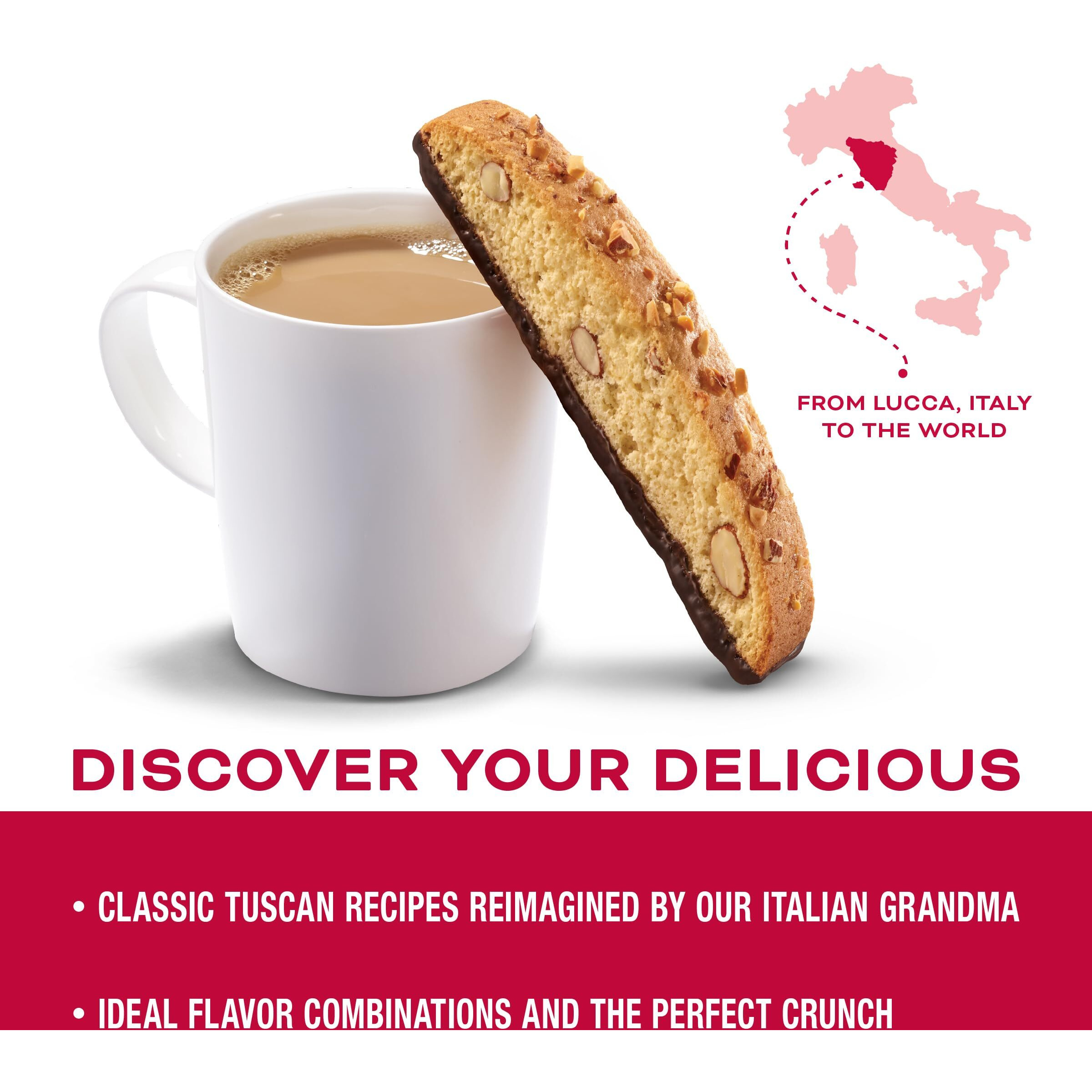 Nonni's Biscotti Italian Cookies - 2 Pack - Italian Biscotti Cookies - Biscotti Individually Wrapped Cookies W/Premium California Almonds & Dark Chocolate - Kosher Coffee Cookies - 21 Oz - B - C6