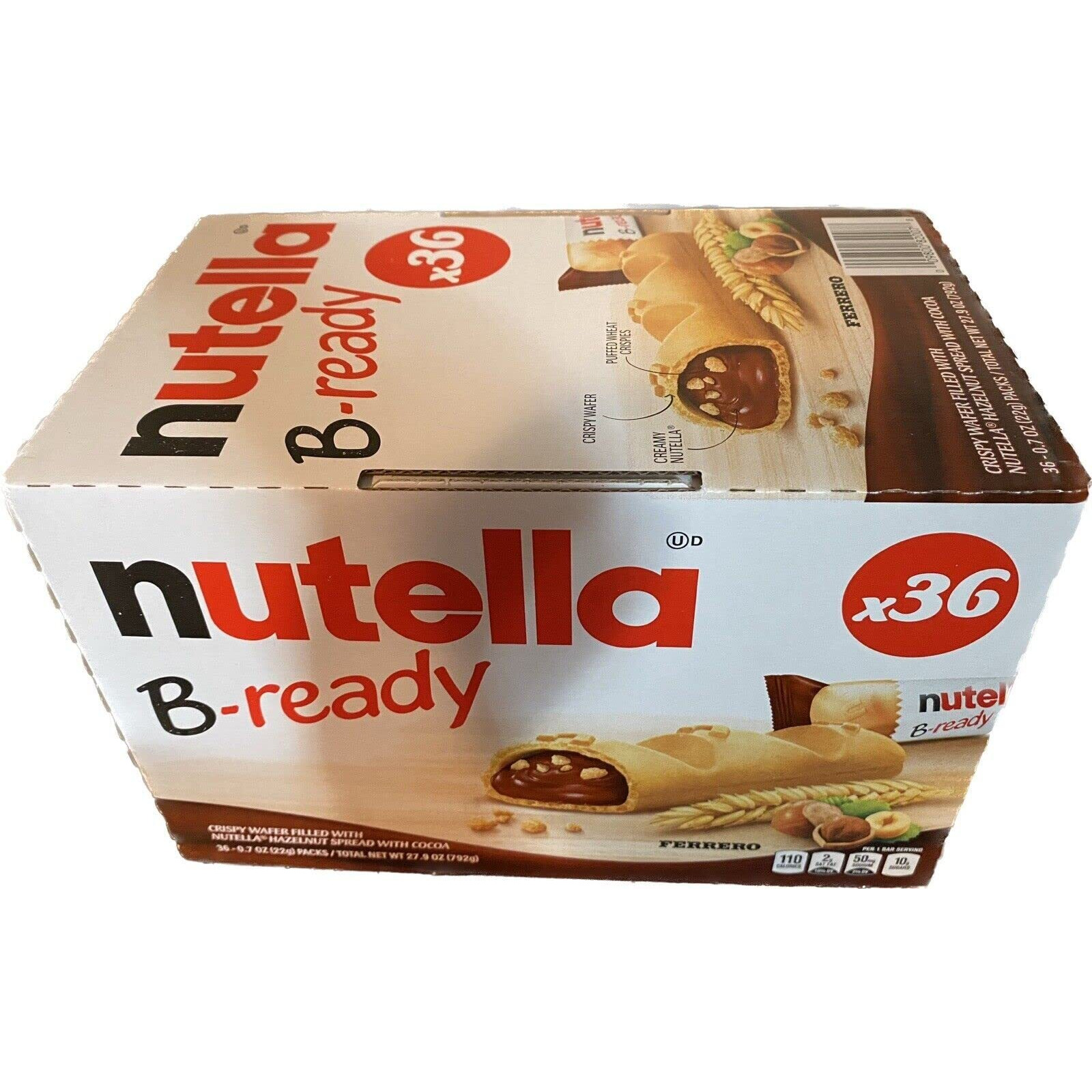 Nutella B-Ready Crispy Wafers, 0.7 Ounce (Pack Of 36)