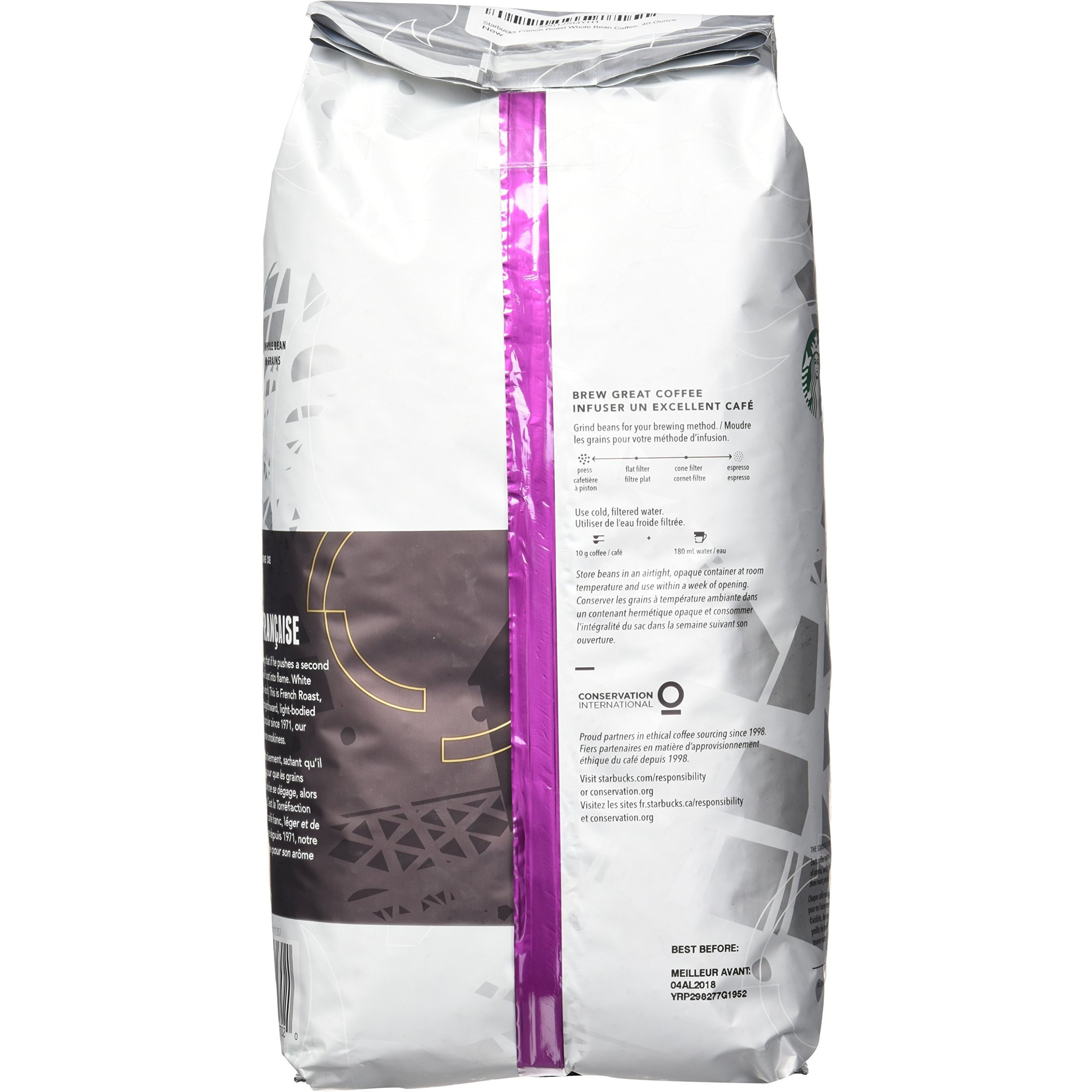 2 Packs Of 40 Oz Starbucks French Roast Whole Bean Coffee  2 X 40 Oz  80 Oz