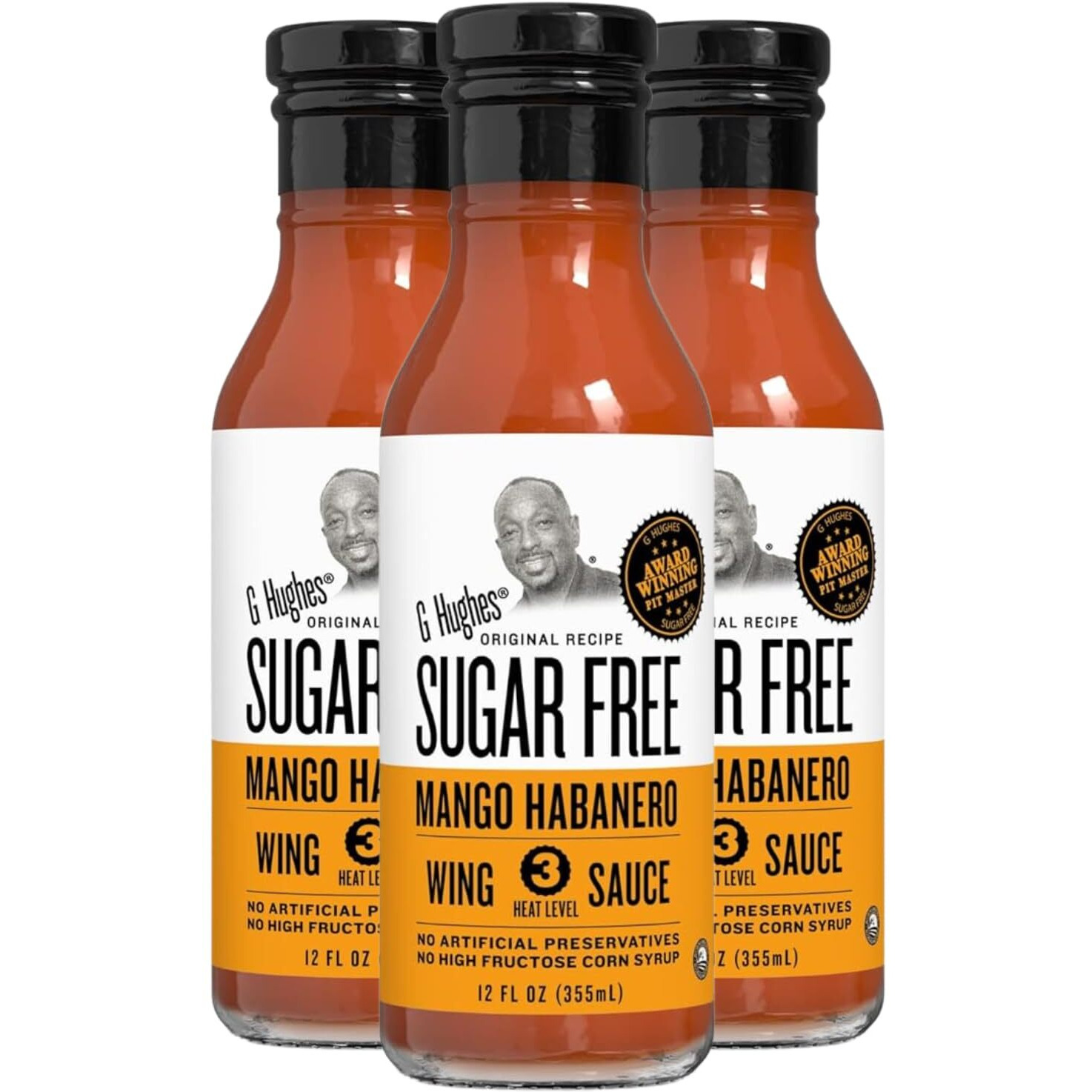 G Hughes Sugar Free, Mango Habanero Wing Sauce - Gluten Free Hot Sauce, Sugar Free Sauces, Habanero Hot Sauce, Sugar Free Bbq Sauces, Keto-Friendly Sauce, No High Fructose - 12 Oz. (3-Pack)