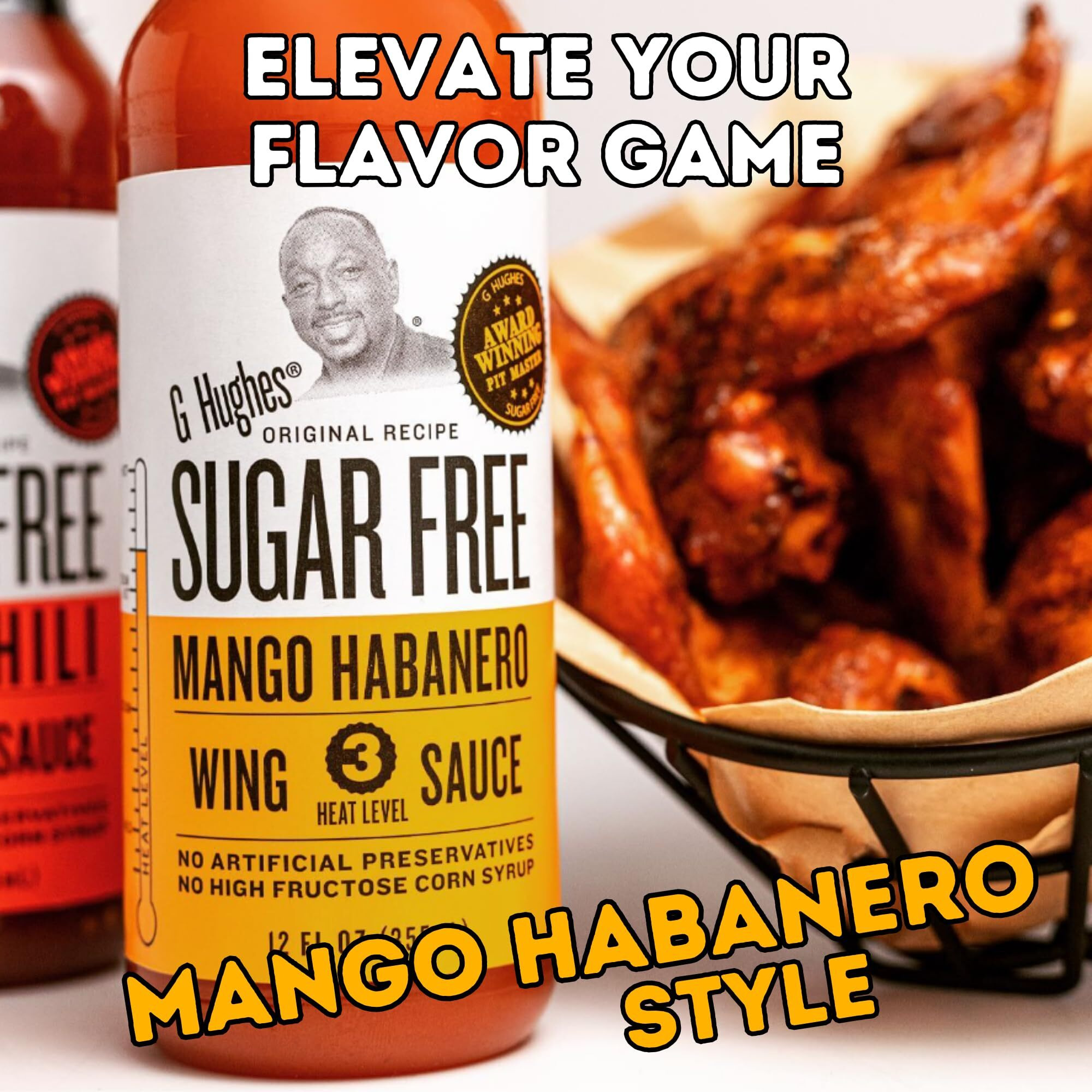 G Hughes Sugar Free, Mango Habanero Wing Sauce - Gluten Free Hot Sauce, Sugar Free Sauces, Habanero Hot Sauce, Sugar Free Bbq Sauces, Keto-Friendly Sauce, No High Fructose - 12 Oz. (3-Pack)