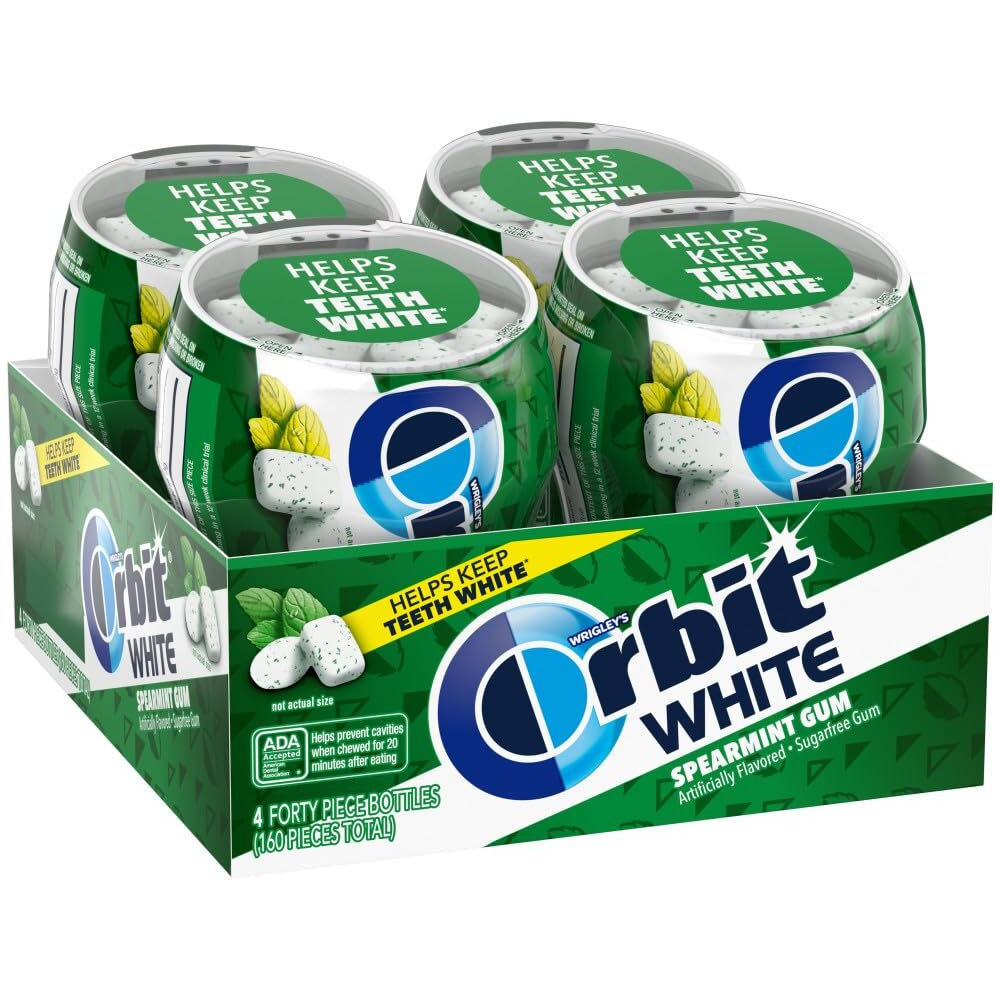 Orbit White Spearmint Sugarfree Chewing Gum, 40 Count (Pack Of 4)