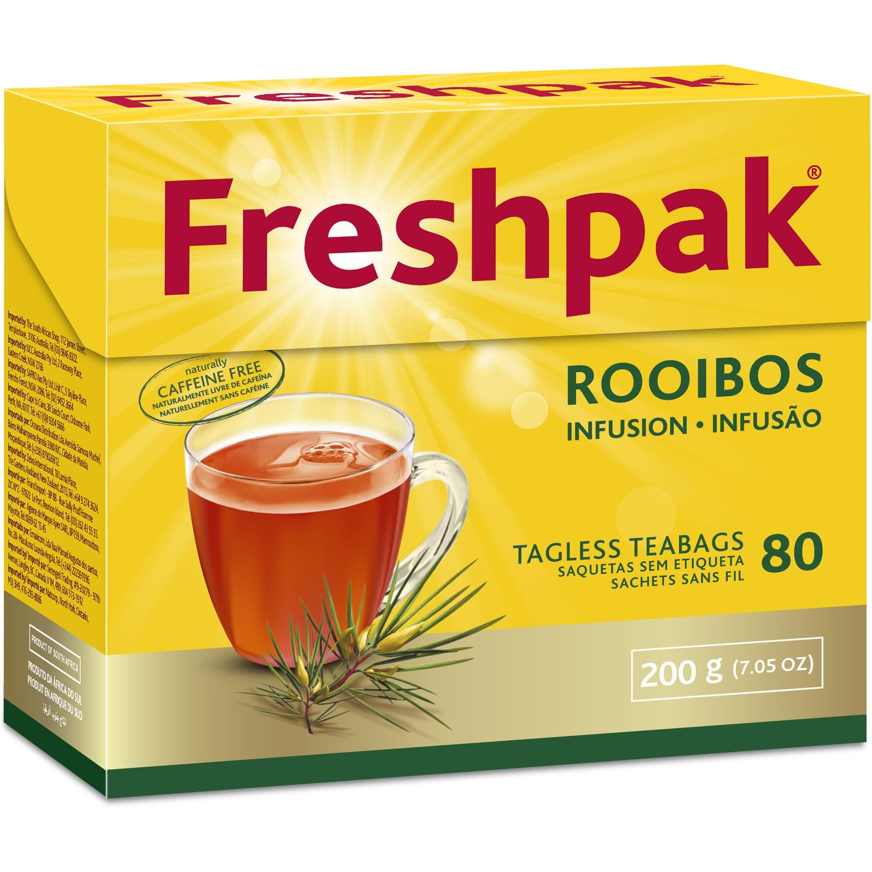Freshpak Pure Rooibos Tea 80 Tagless Bags 80 Count (Pack Of 4)