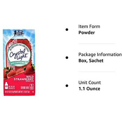 Crystal Light On The Go Wild Strawberry Energy Drink Mix- 10 Ct