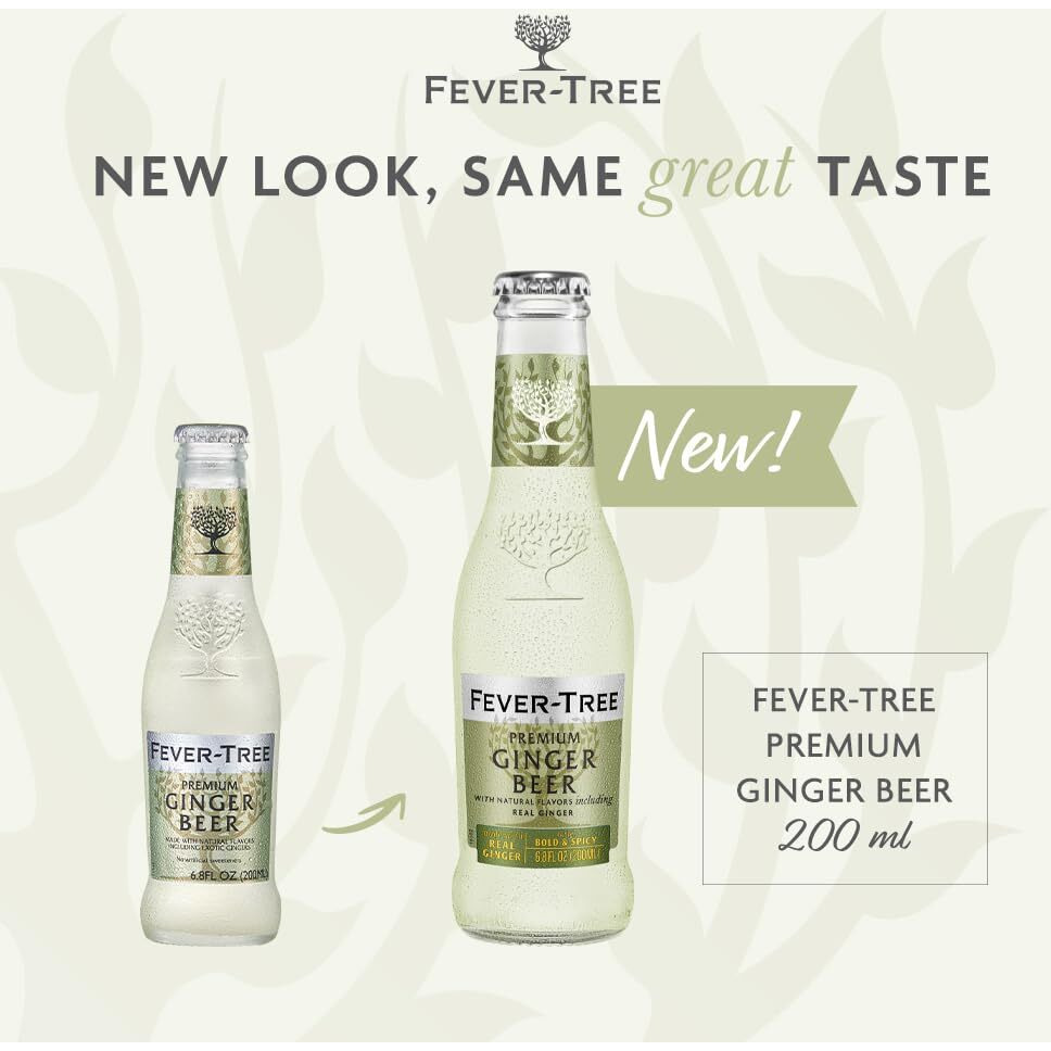 Fever Tree Ginger Beer - Premium Quality Mixer - Refreshing Beverage For Cocktails & Mocktails. Naturally Sourced Ingredients, No Artificial Sweeteners Or Colors - 200 Ml Bottles - Pack Of 24