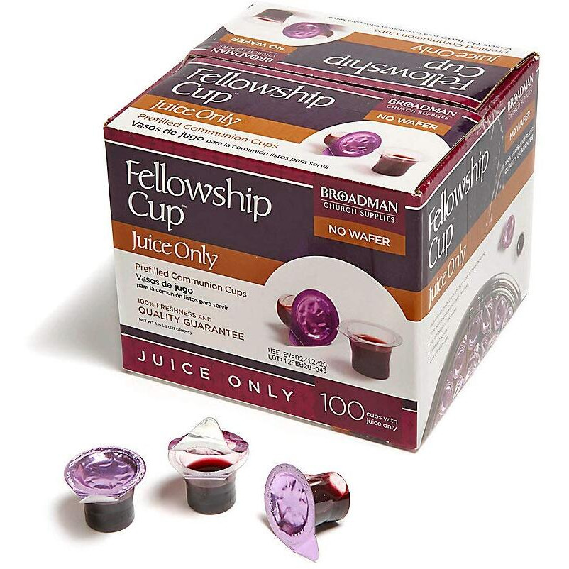 Fellowship Cup Prefilled Communion Cups With Juice Only (100 Count Box) Juice Only / No Wafer