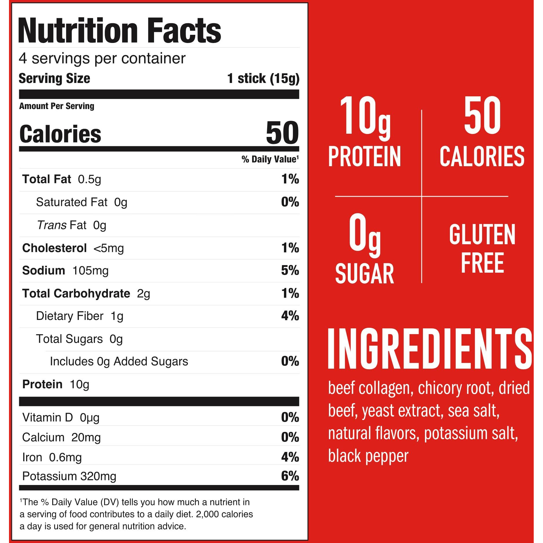 Lonolife Low-Sodium Beef Bone Broth Sticks 10G Protein, Keto-Friendly - 24 Portable Servings