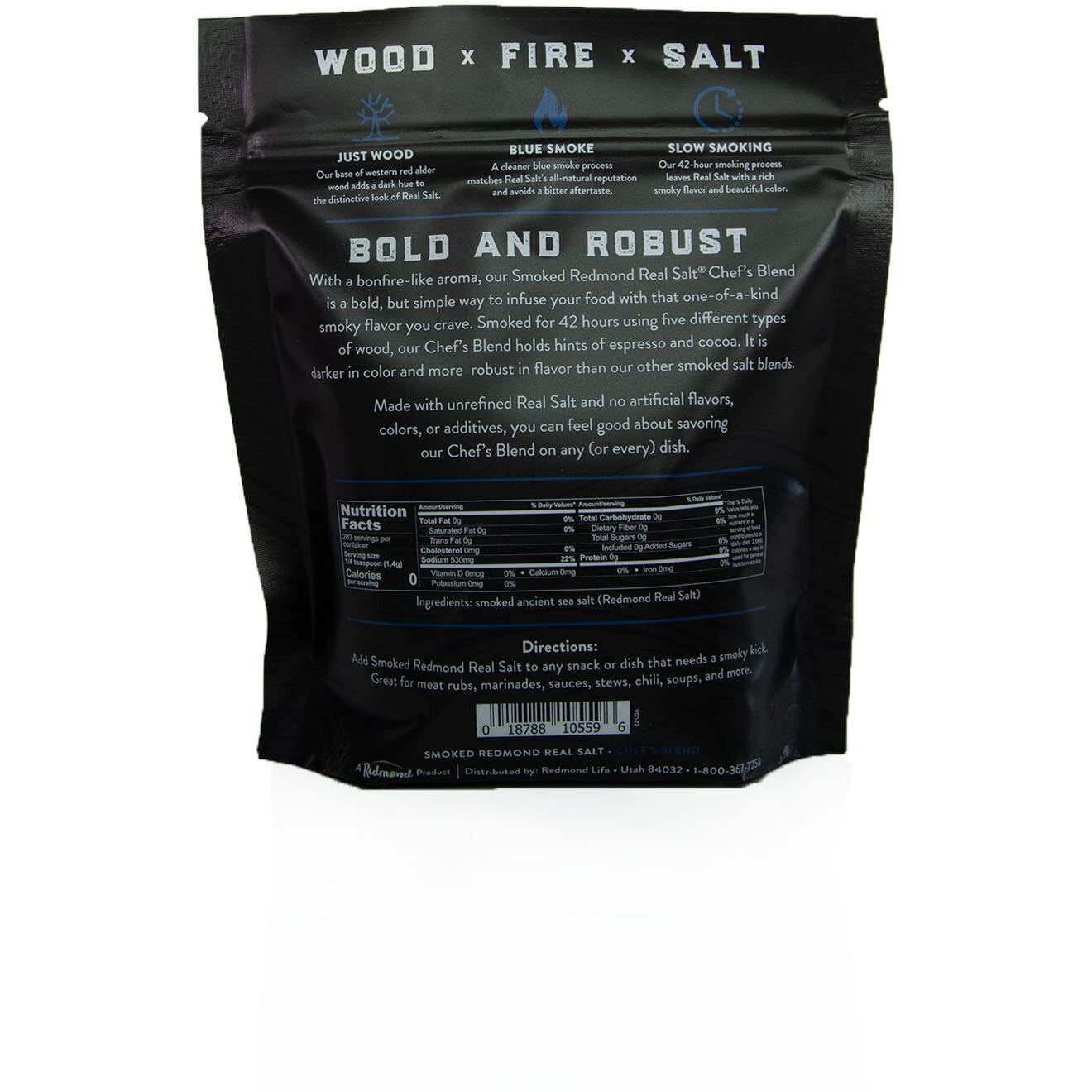Redmond Real Salt Chefs Blend Smoked Salt, 14 Oz Pouch