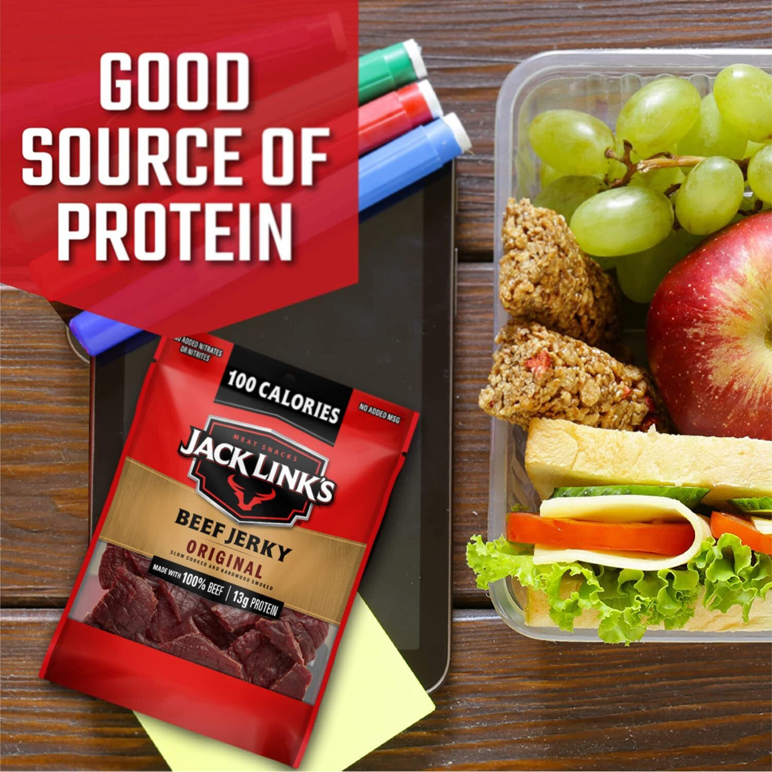 Jack Link's Beef Jerky Variety - Includes Original And Teriyaki Flavors, On The Go Snacks, 13G Of Protein Per Serving, 9 Count Of 1.25 Oz Bags