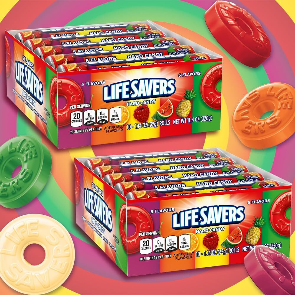 Life Savers 5 Flavors Hard Candy Rolls, 1.14 Ounce - 10 Count (Pack Of 2)
