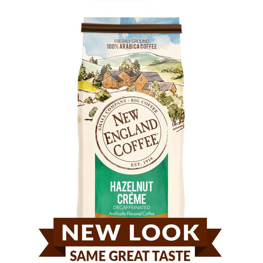 New England Coffee Hazelnut Crme Decaffeinated Medium Roast Ground Coffee, 10Oz Bag (Pack Of 1)