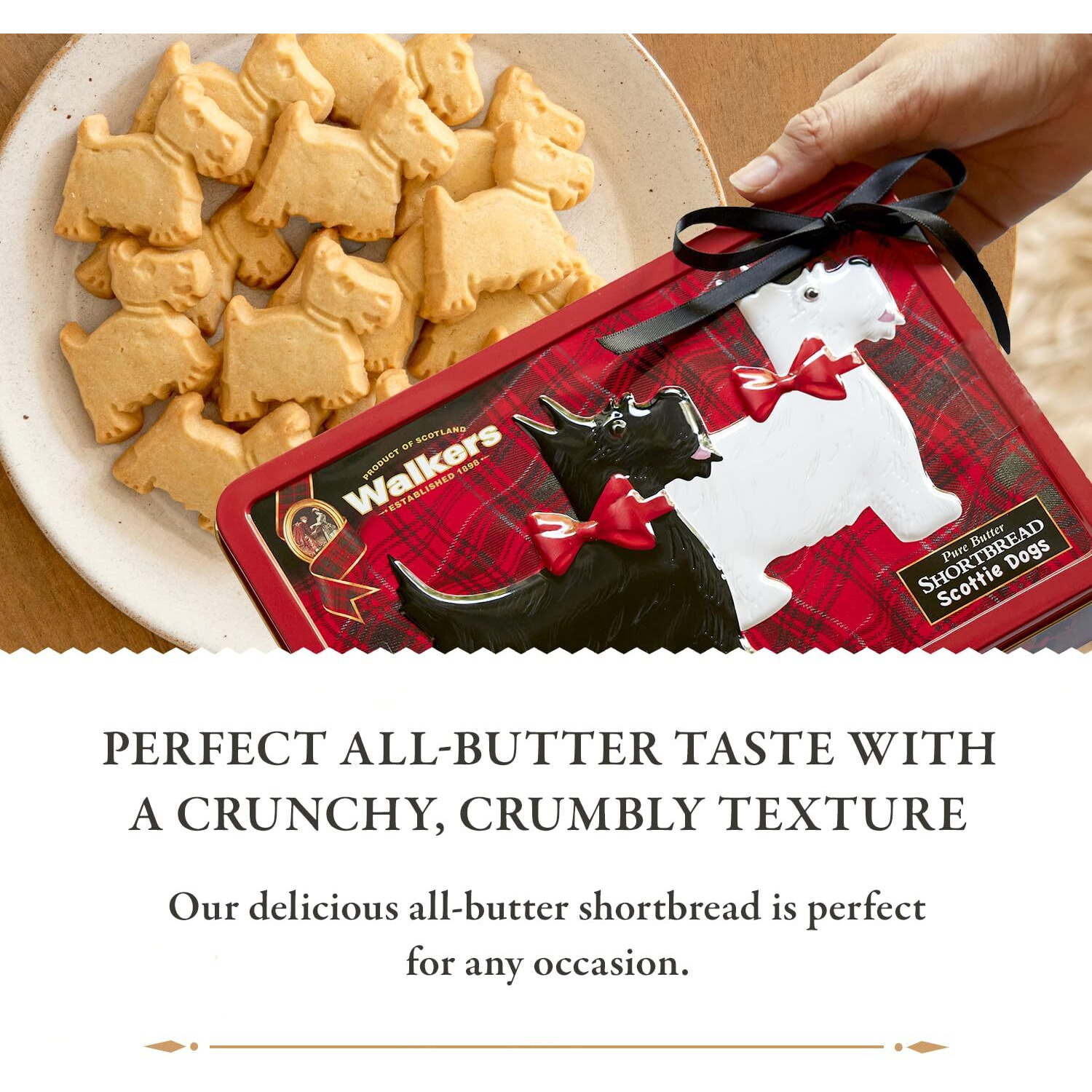 Walker's Shortbread Scottie Dog Shaped Cookies, Pure Butter Shortbread Cookies, 7.8 Oz Gift Tin