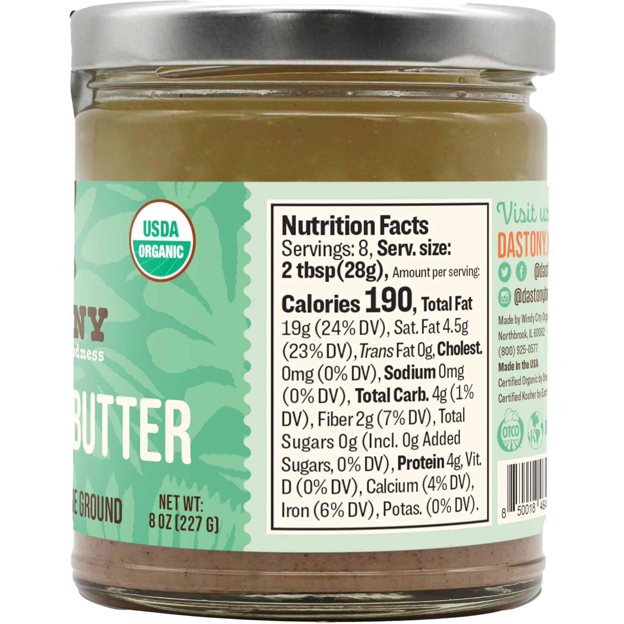 Dastony Organic Raw Brazil Nut Butter, 8 Oz | Only One Ingredient | Vegan, Paleo And Keto Friendly, Non Gmo, Gluten-Free - Pack Of 1