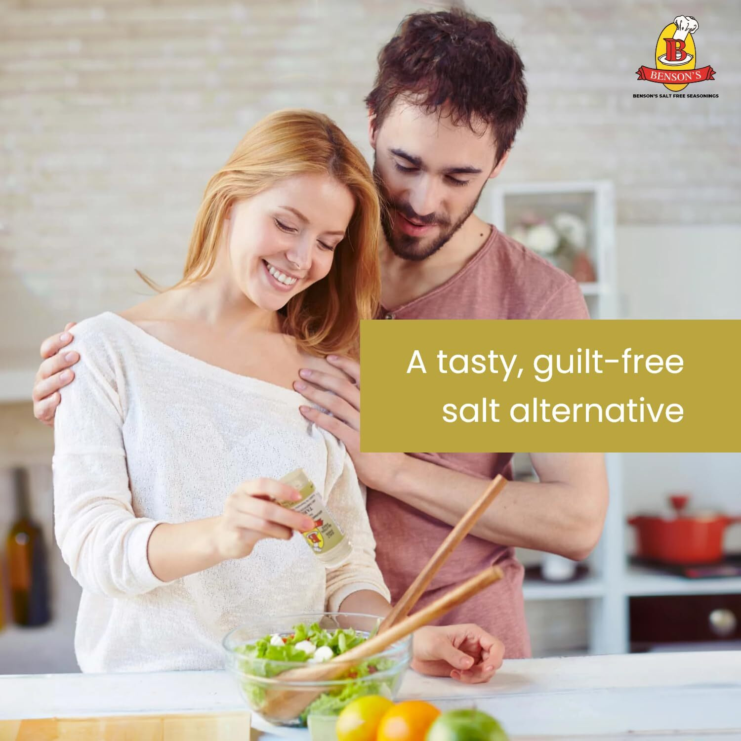 Bensons - Table Tasty Salt Substitute, Salt-Free Gourmet Popcorn Seasoning, No Sodium, No Potassium Chloride, No Msg, Gluten Free, 3Oz Bottle With Shaker Top