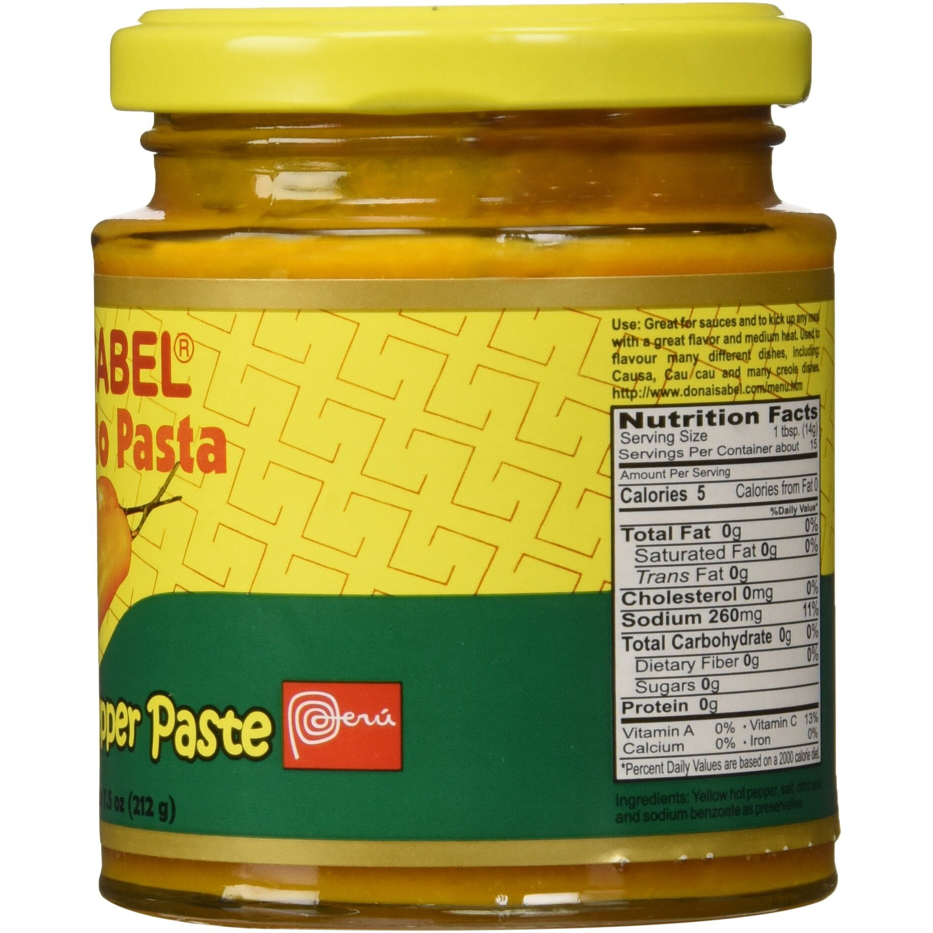 Doa Isabel Aji Amarillo Molido (Yellow Hot Pepper Paste) 7.5Oz Single Bottle - Product Of Peru