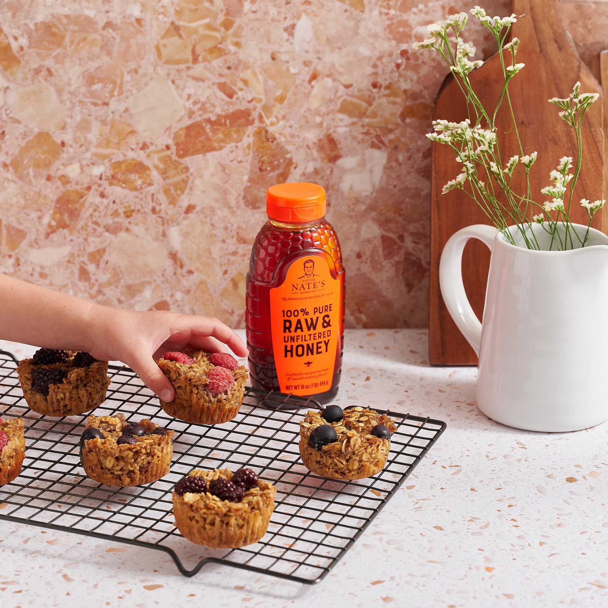 Nate's 100% Pure, Raw & Unfiltered Honey - Award-Winning Taste, 16 Oz. Squeeze Bottle