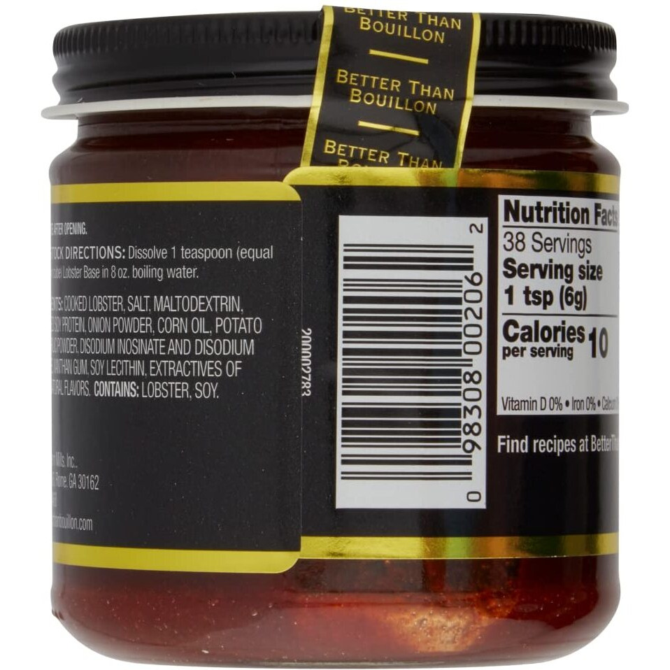 Better Than Bouillon Premium Lobster Base, Made From Select Cooked Lobster & Spices, Makes 9.5 Quarts Of Broth 38 Servings , 8 Ounce (Pack Of 1)