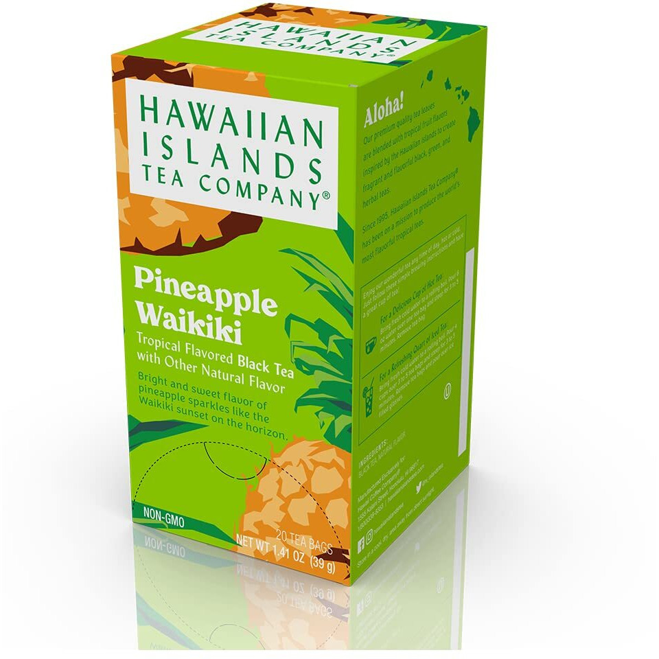 Hawaiian Islands Tea Company Pineapple Waikiki Black Tea, All Natural - 20 Teabags (1 Box)