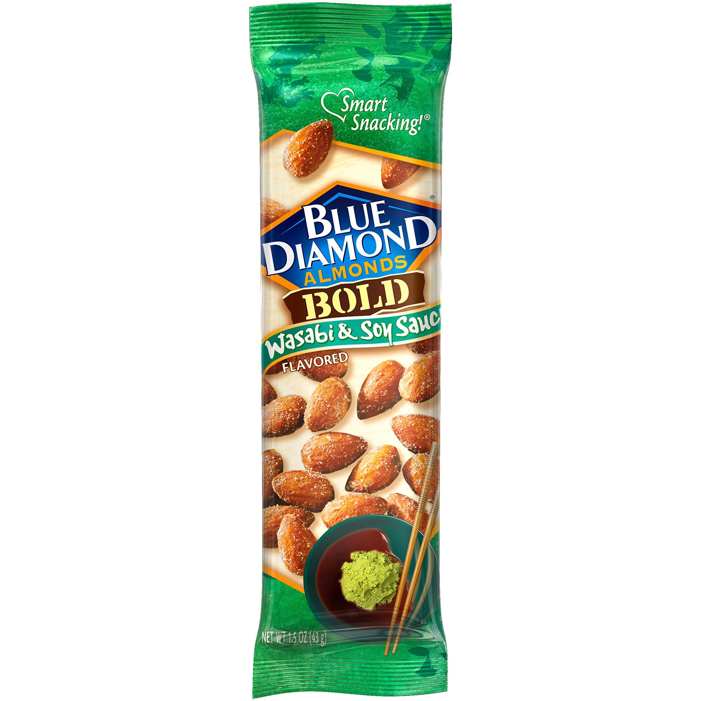 Blue Diamond Almonds Wasabi & Soy Flavored Snack Nuts, Single Serve Bags (1.5 Oz, Pack Of 12)