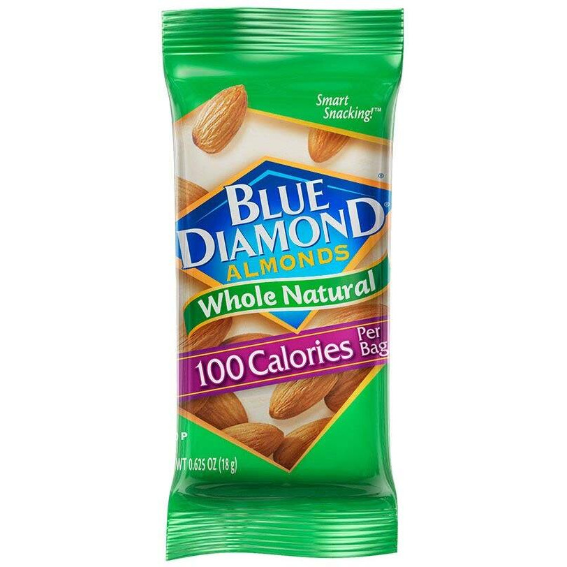 Blue Diamond Almonds Whole Natural Raw Snack Nuts, 100 Calorie Travel Bags, 32 Count