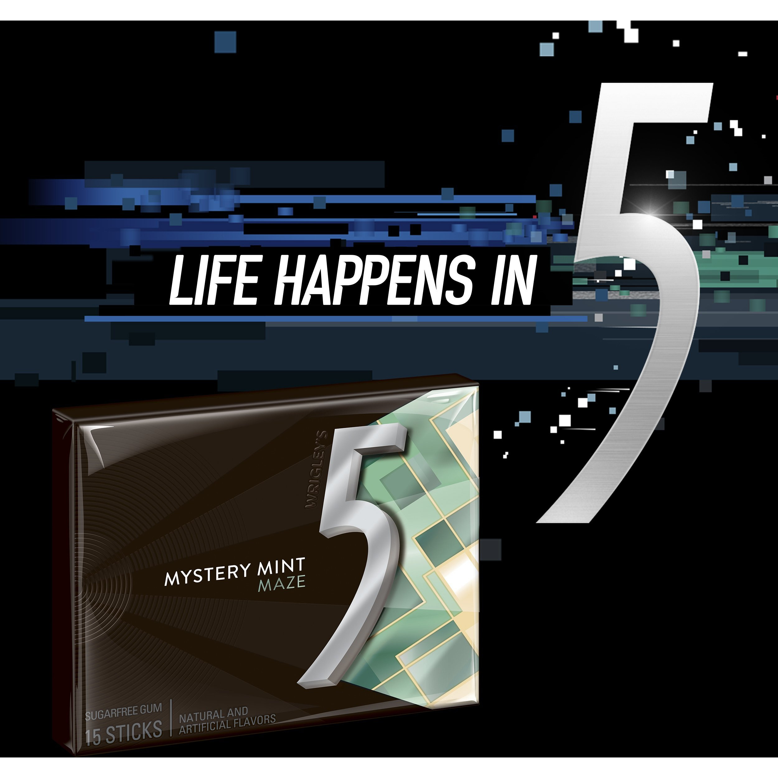 5 Gum Sweet Mint Sugarfree Gum, 15 Piece (10 Packs)