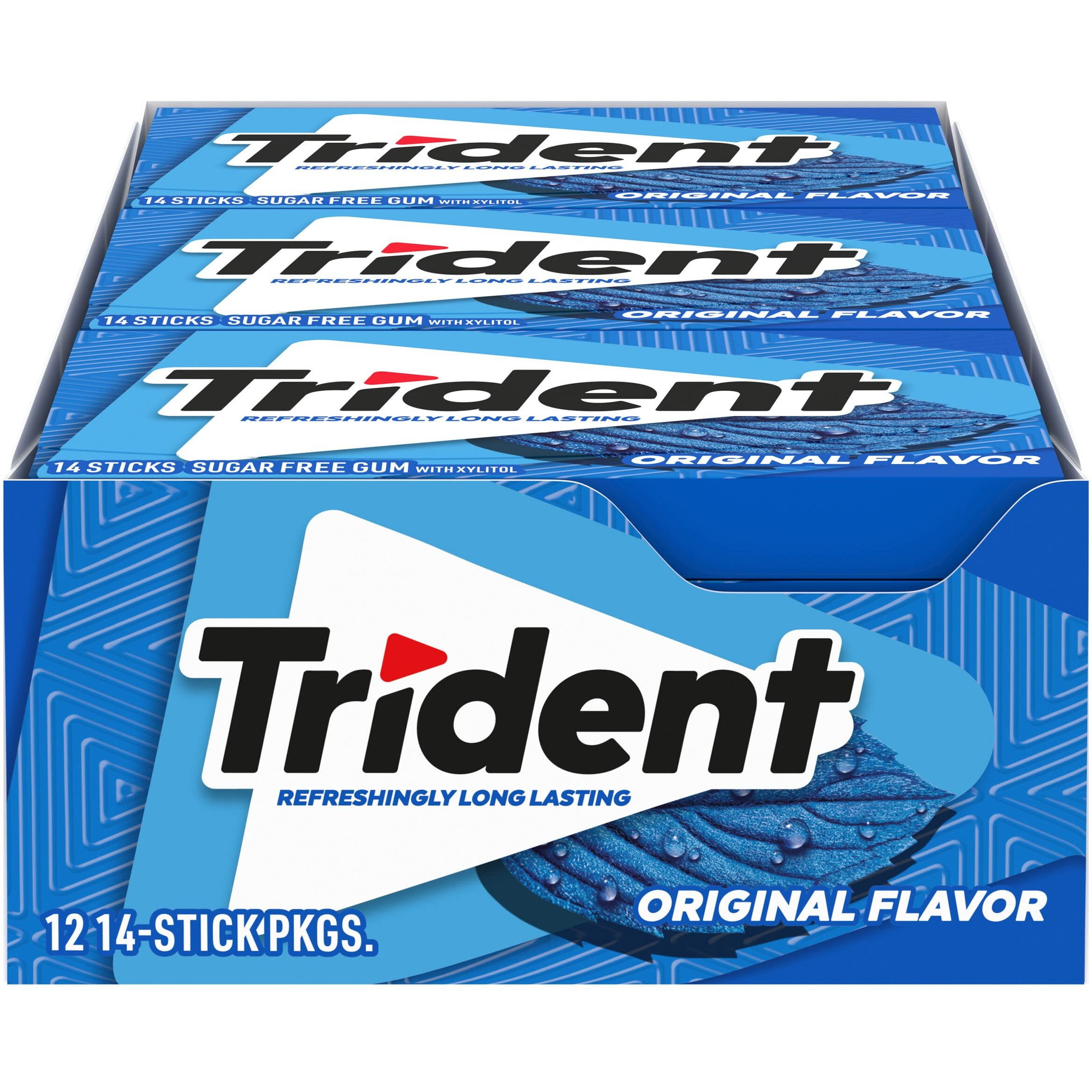 Trident Original Flavor Sugar Free Gum, 12 Packs Of 14 Pieces (168 Total Pieces)
