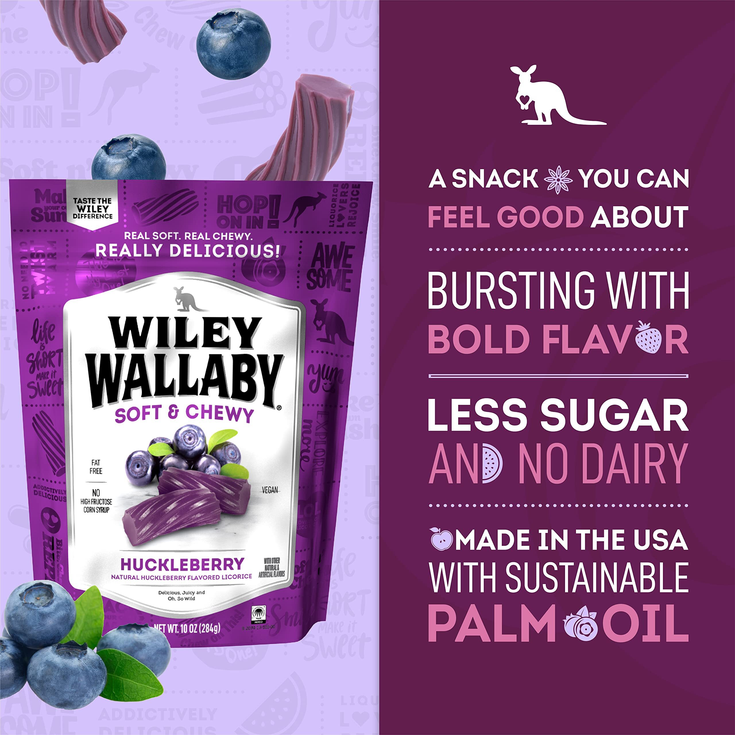 Wiley Wallaby Licorice 10 Ounce Classic Gourmet Soft & Chewy Australian Huckleberry Licorice Candy Twists, 1 Pack