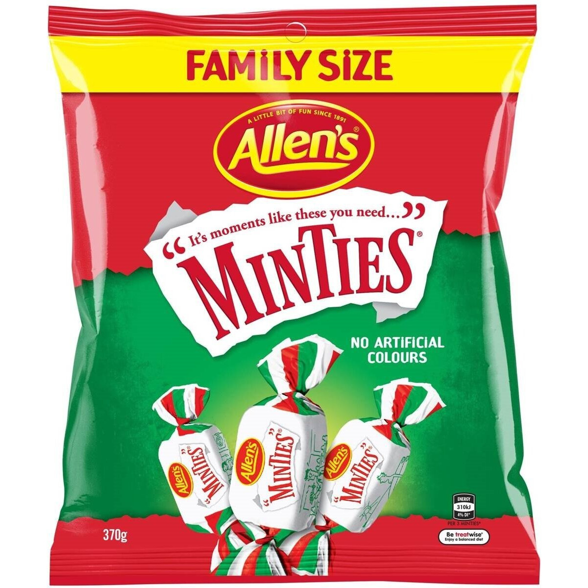 Allen's Minties 370G Family Size (Made In Australia)