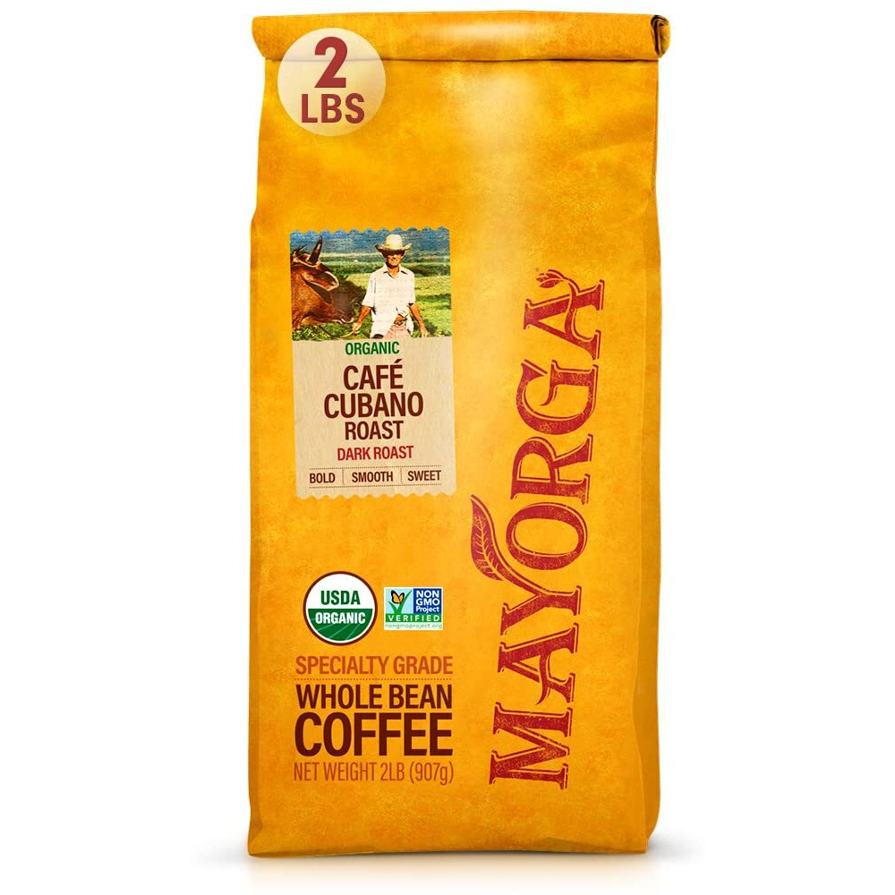 Mayorga Organics Coffee Cubano Roast Dark Coffee Dark Roast Whole Bean Coffee 2Lbs Bag Caf  , Specialty-Grade, 100% Usda Organic, Non-Gmo Verified, Direct Trade, Kosher