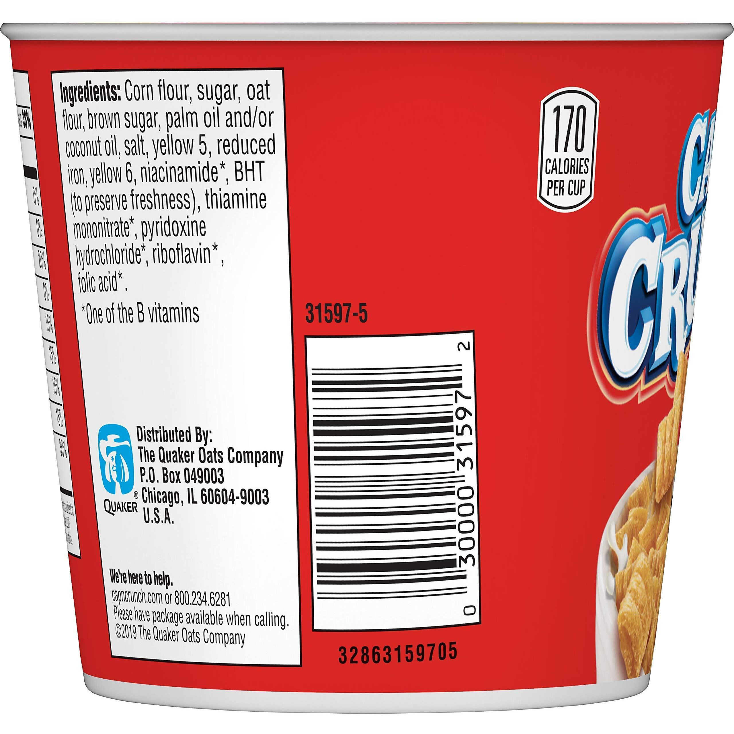 Cap'N Crunch Breakfast Cereal, Original, 1.51Oz Individual Cups (12 Pack)